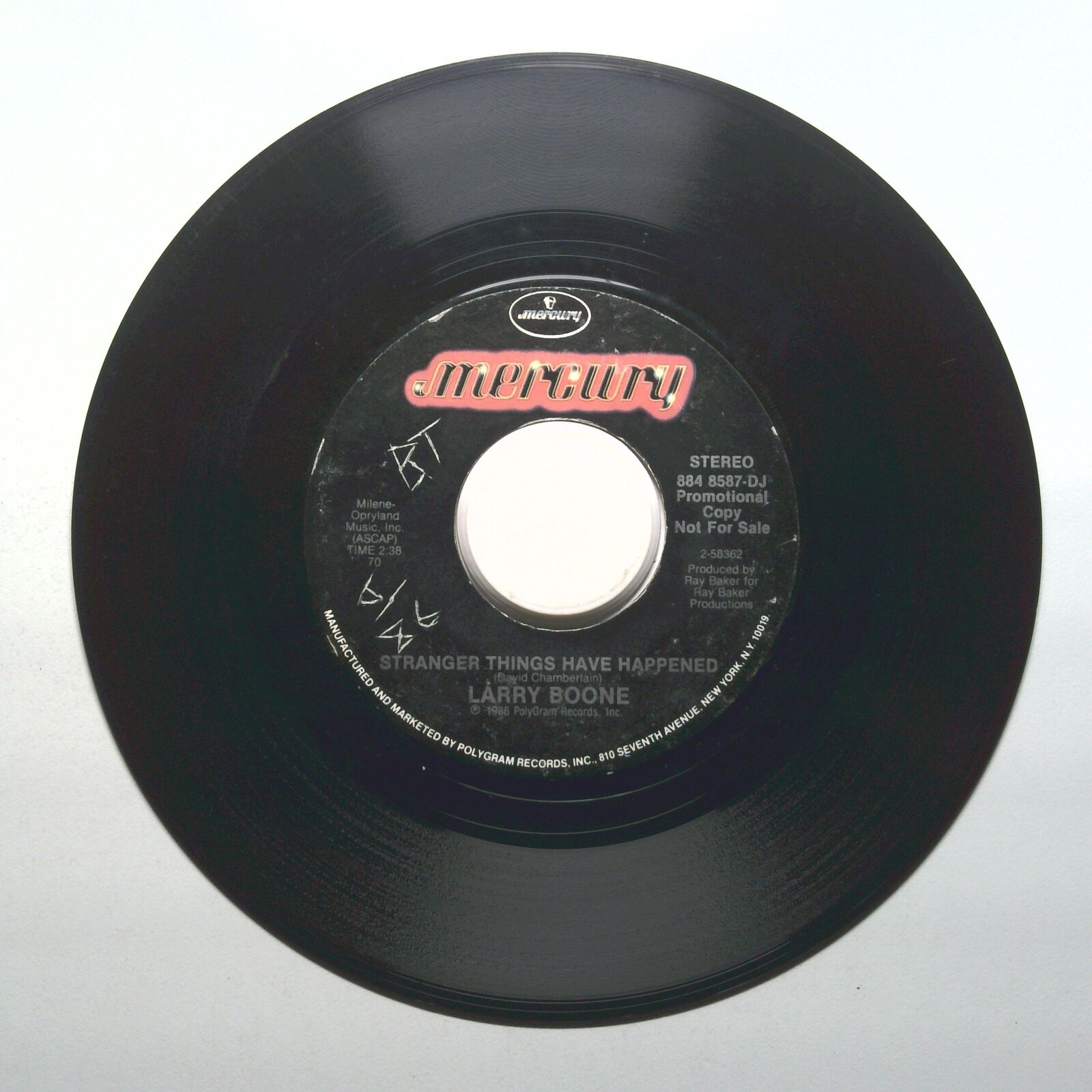 Larry Boone - Stranger Things Have Happened - Promo 45 RPM 7"