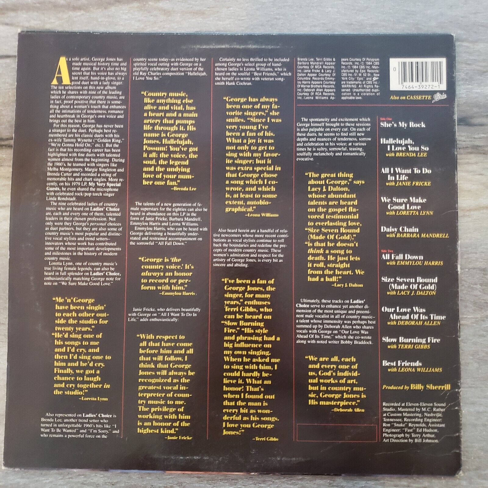 George Jones - Ladies' Choice - 1984 FE 39272 Vinyl Record LP
