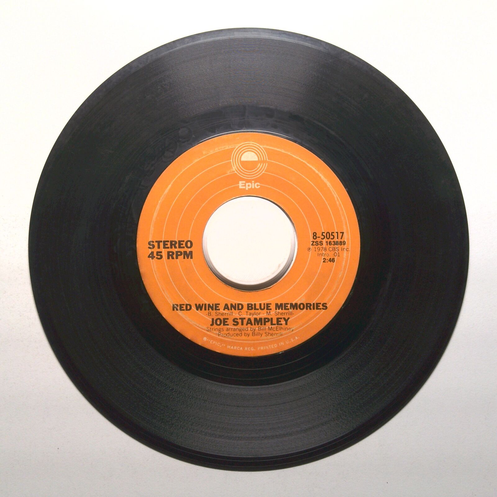 Joe Stampley - Houston, Treat My Lady Good; Red Wine And Blue Memories - 45 RPM