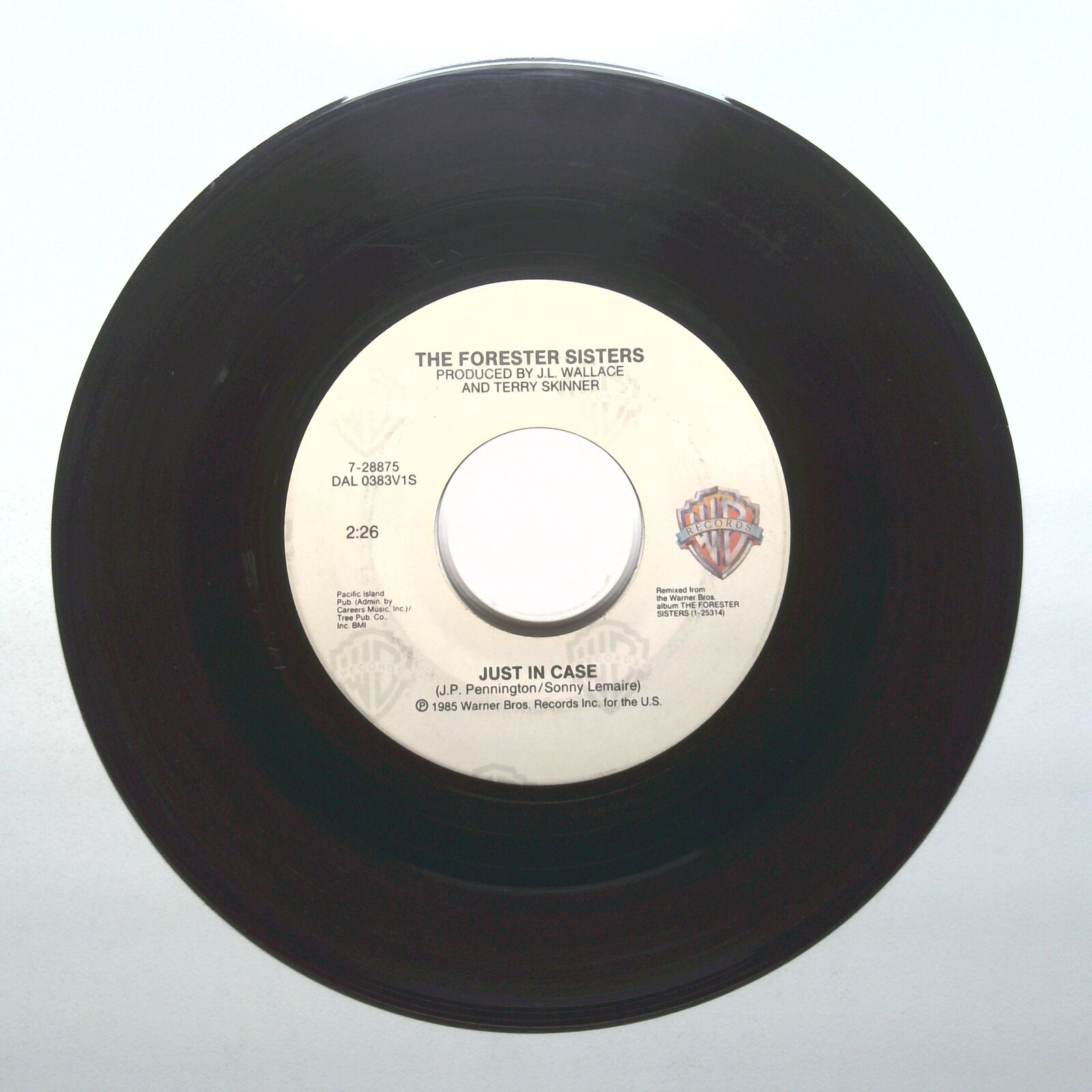 The Forester Sisters - Just In Case; Reckless Night - Vinyl 45 RPM 7"