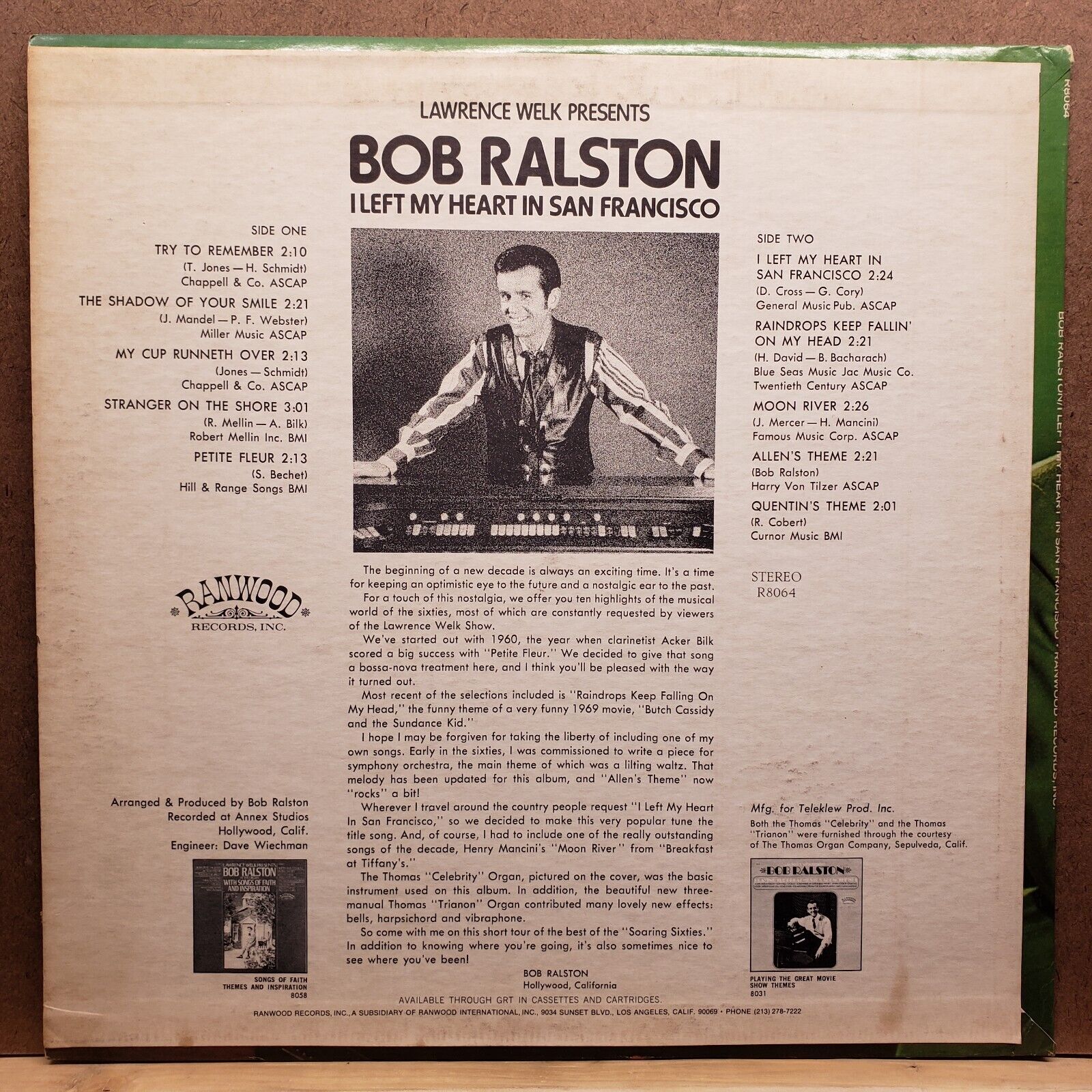 Bob Ralston - I Left My Heart In San Fransisco - RLP 8064 - Vinyl Record LP