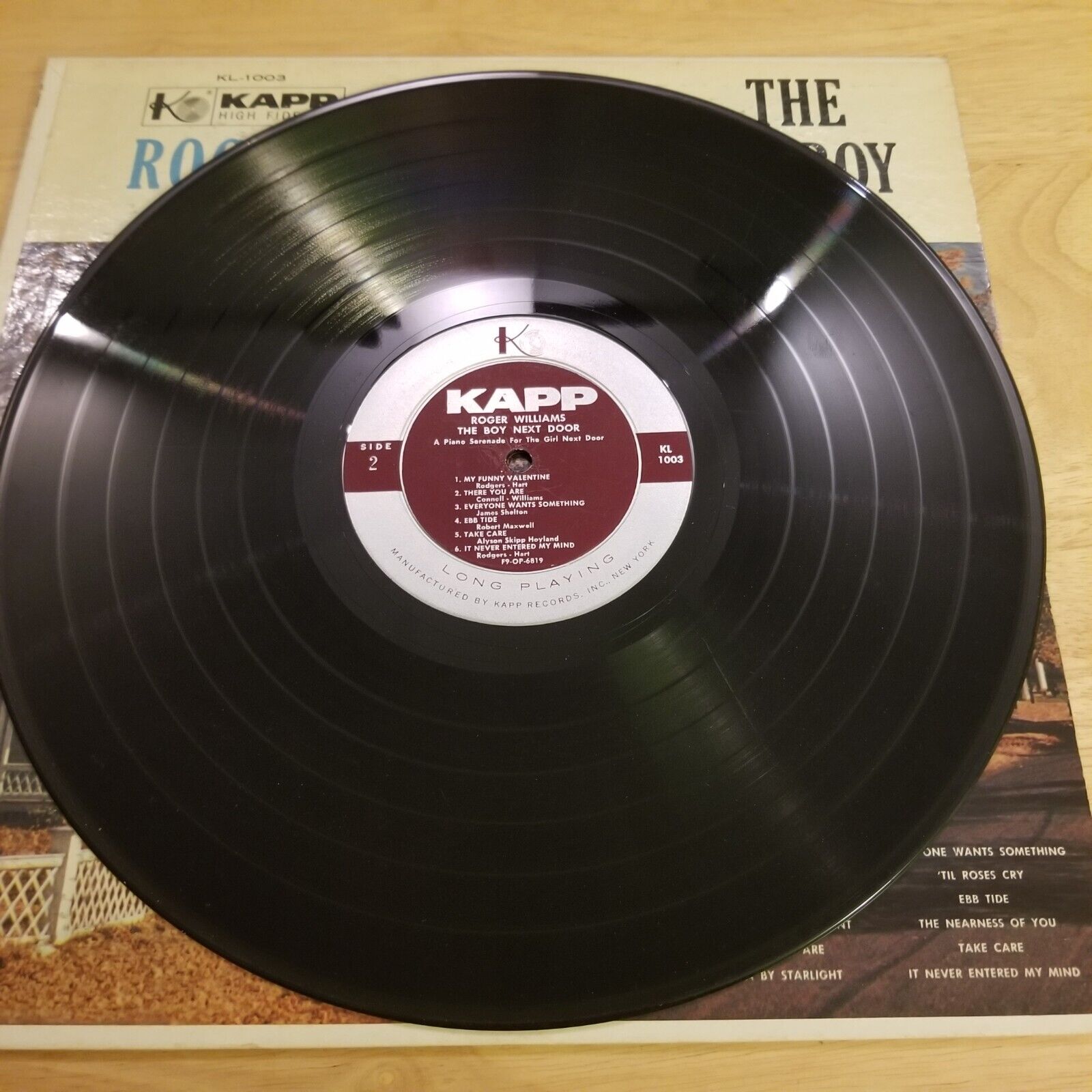Roger Williams - The Boy Next Door - KL-1003 Vinyl Record LP
