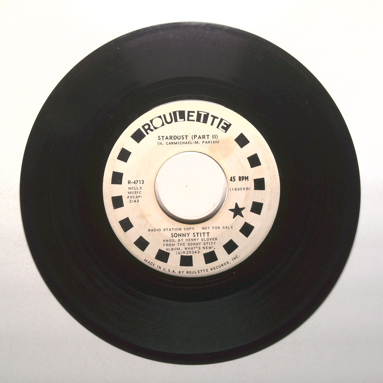 Sonny Stitt - Stardust - Radio Station Copy - Vinyl Record 45 RPM 7"