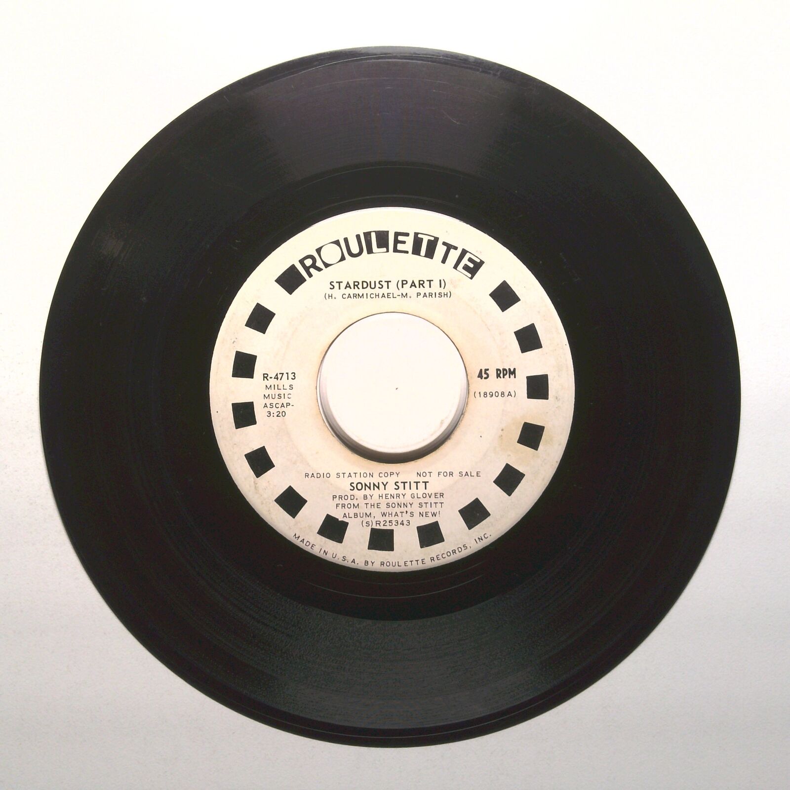 Sonny Stitt - Stardust - Radio Station Copy - Vinyl Record 45 RPM 7"