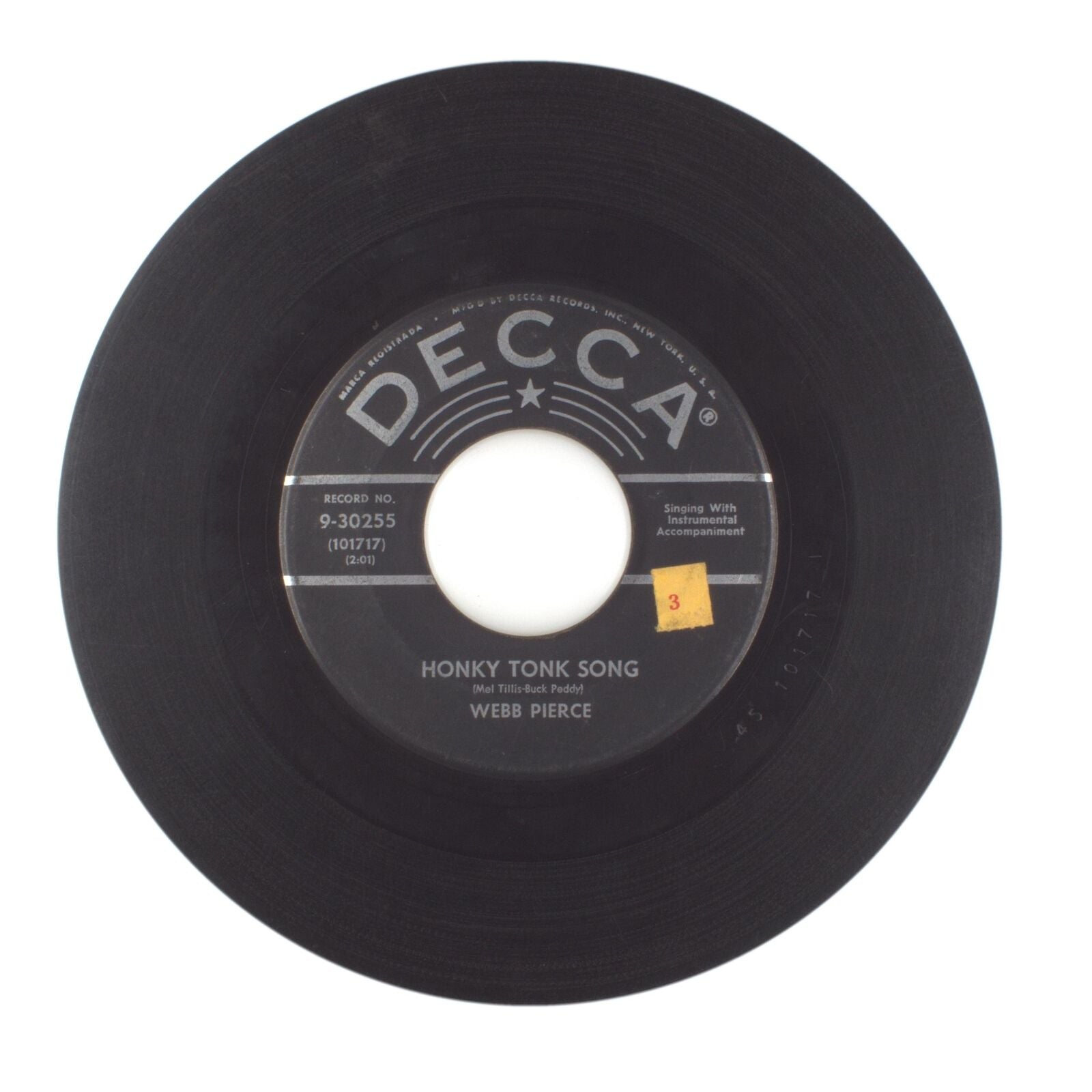 Webb Pierce - Someday; Honky Tonk Song - Vinyl Record 45 RPM 7"