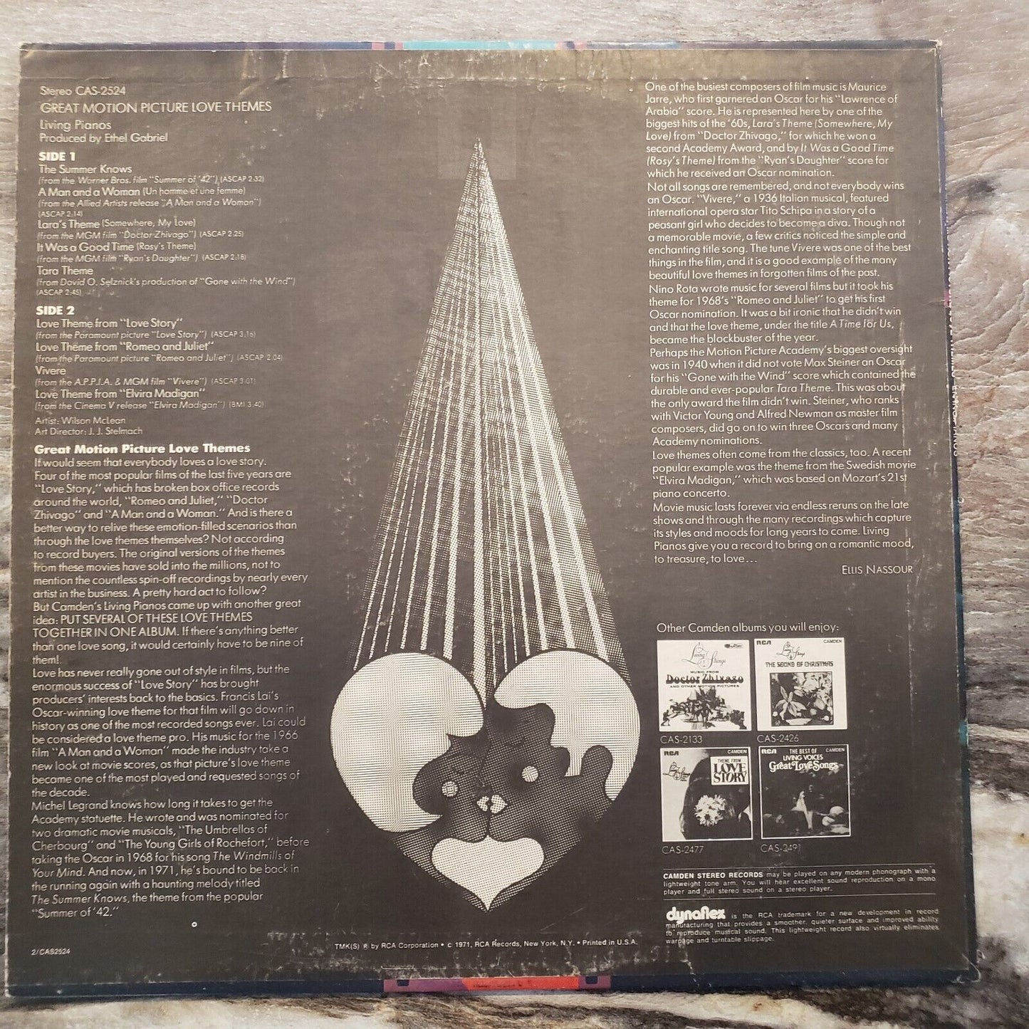 Living Pianos - Great Motion Picture Love Themes - CAS-2524 Vinyl Record LP