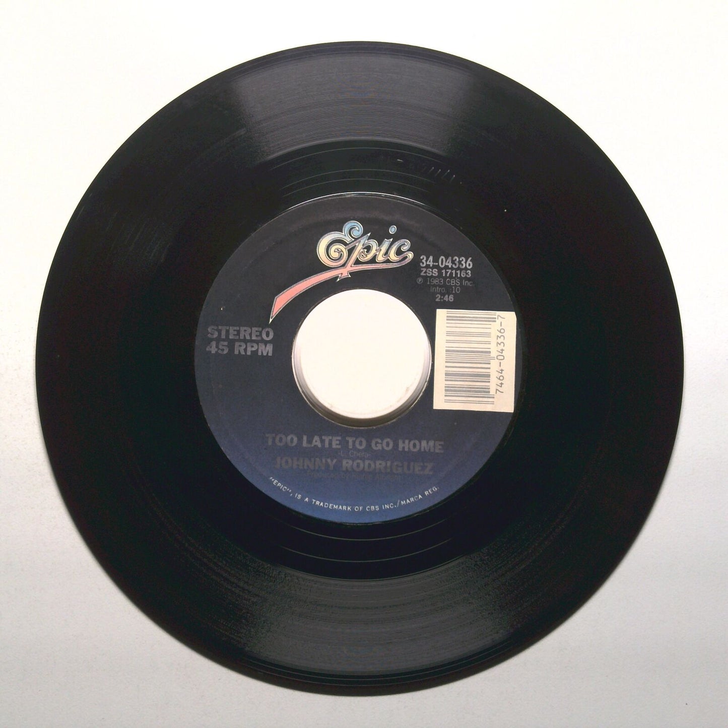 Johnny Rodriguez - No Memories Hangin' Round; Too Late to Go Home - 45 RPM 7"