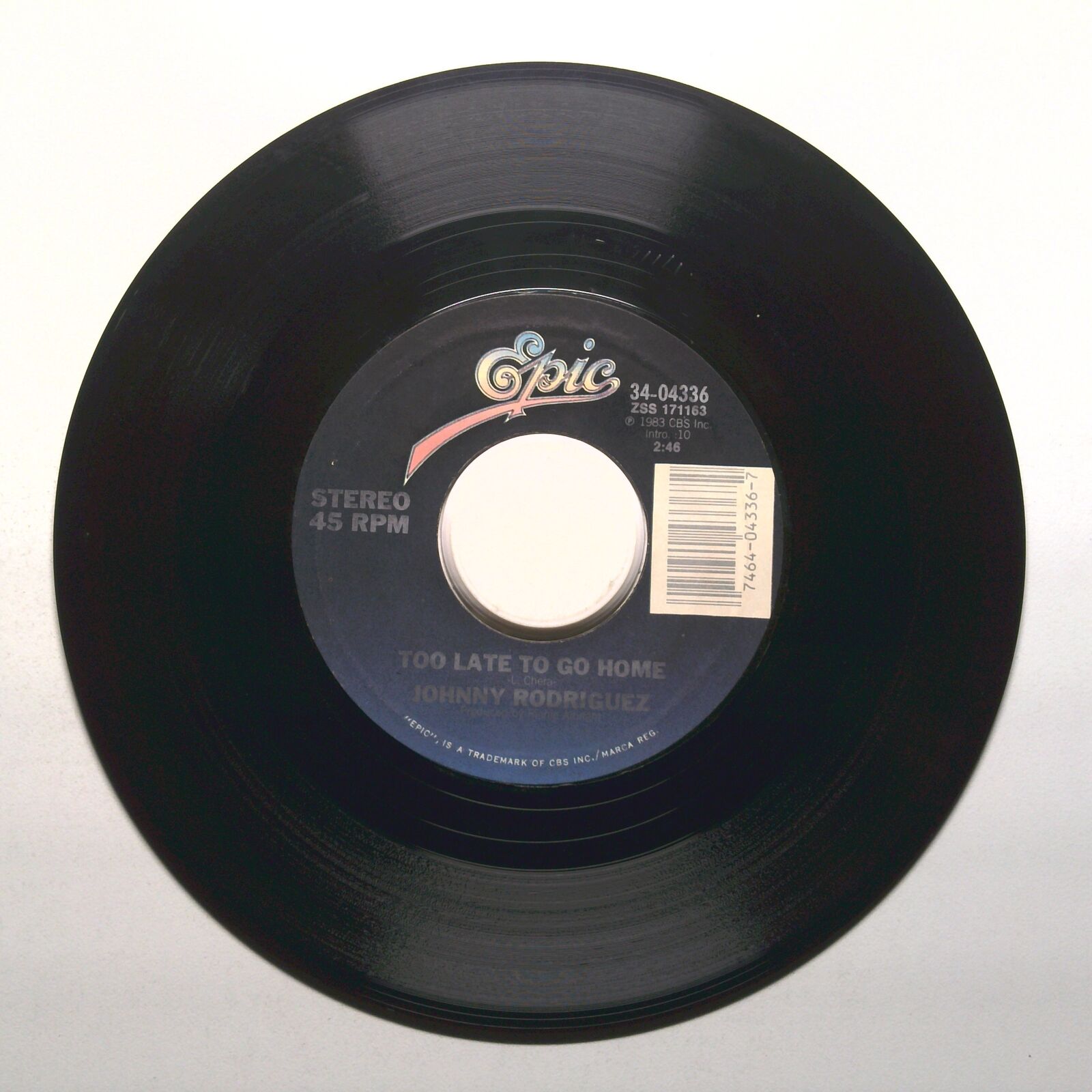 Johnny Rodriguez - No Memories Hangin' Round; Too Late to Go Home - 45 RPM 7"