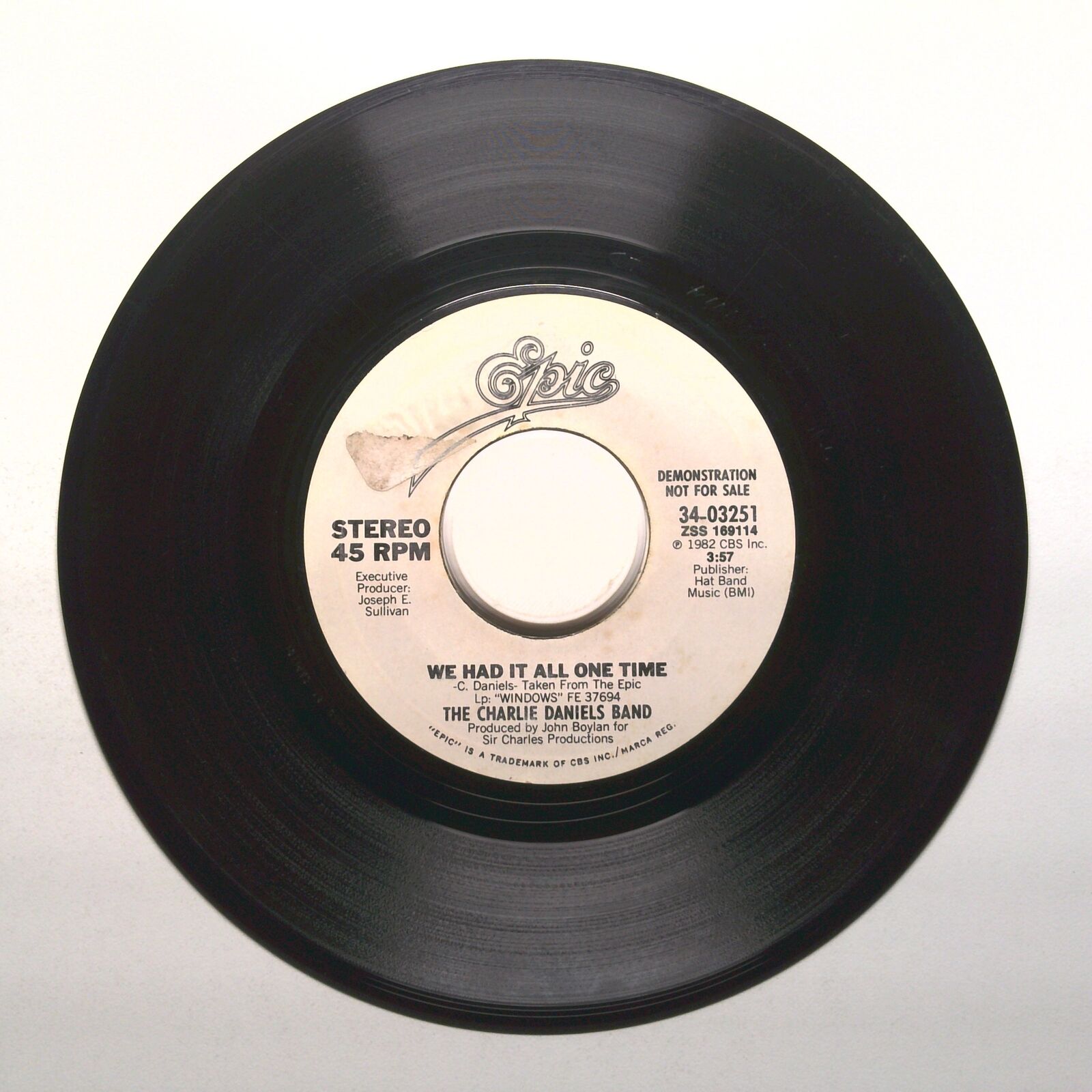 The Charlie Daniels Band - We Had It All One Time - Demo - Vinyl 45 RPM 7"