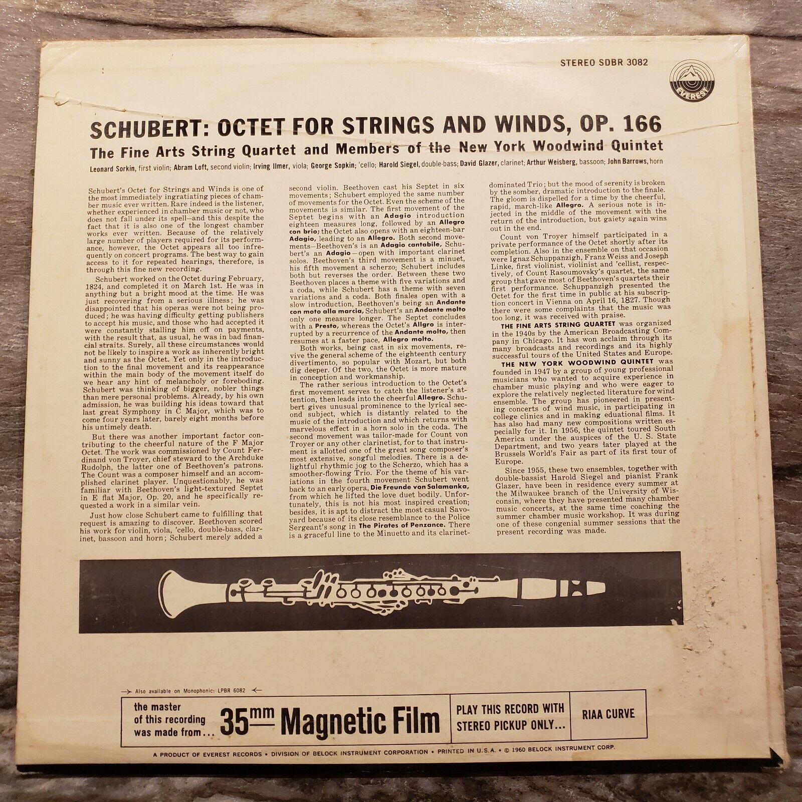 Schubert Op 166, Fine Arts Quartet & NY Woodwind Quartet - Vinyl Record LP