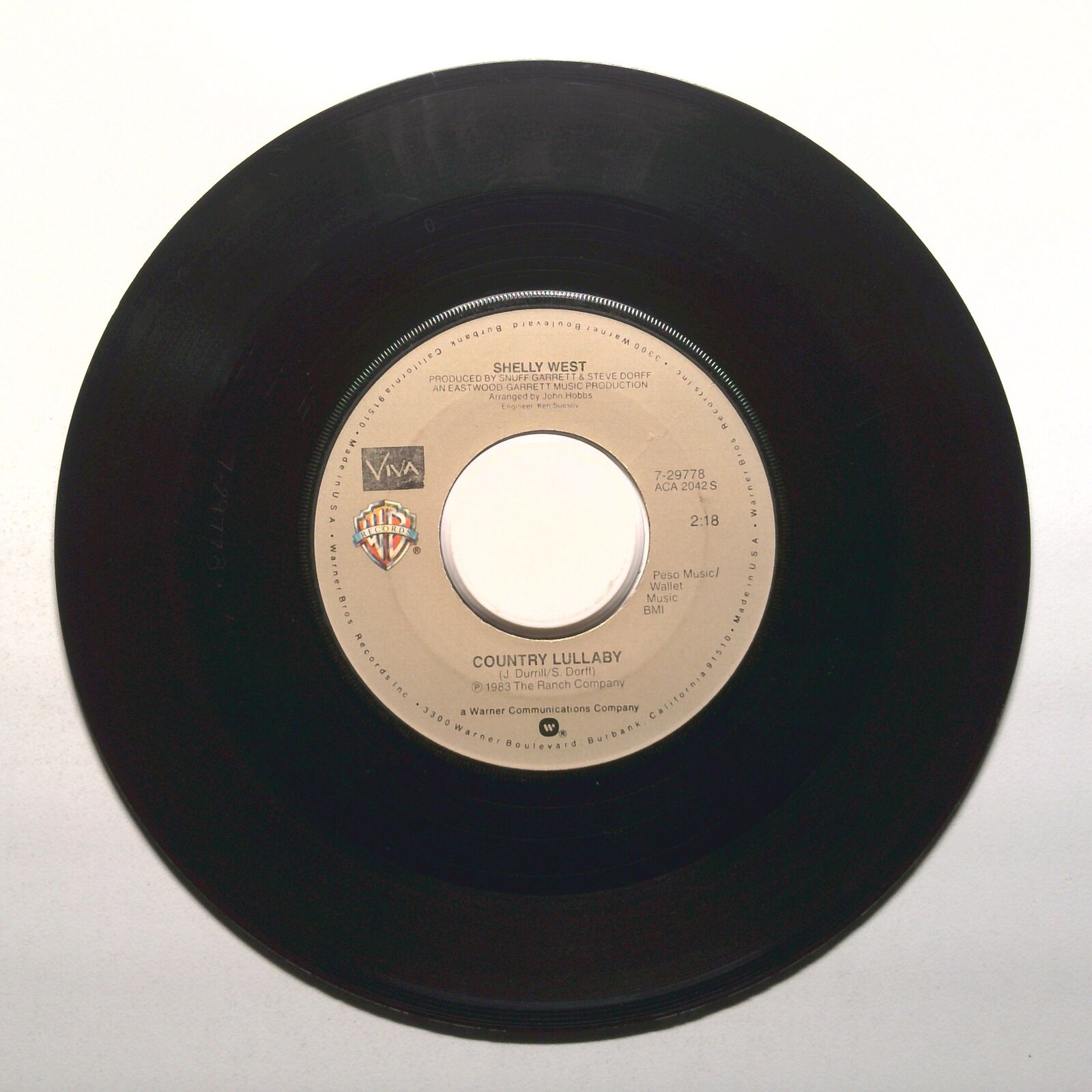 Shelly West - Country Lullaby; José Cuervo - Vinyl Record 45 RPM 7"