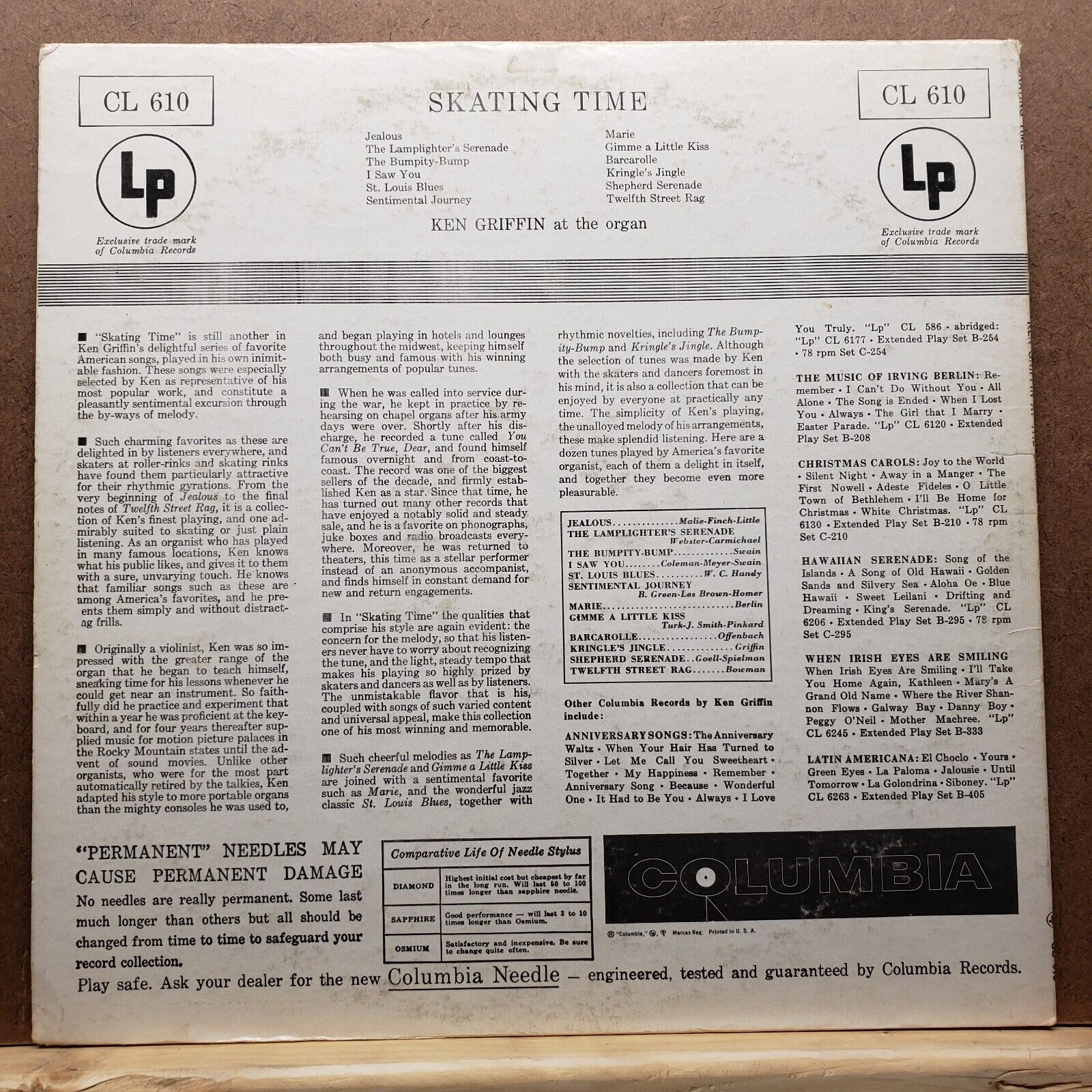 Ken Griffin - Skating Time - CL 610 - Vinyl Record LP