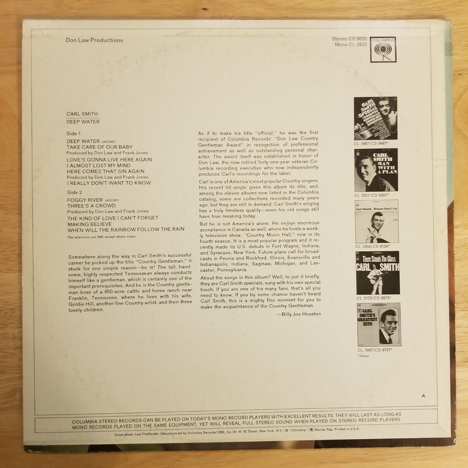 Carl Smith - Deep Water - CS-9622 Vinyl Record LP