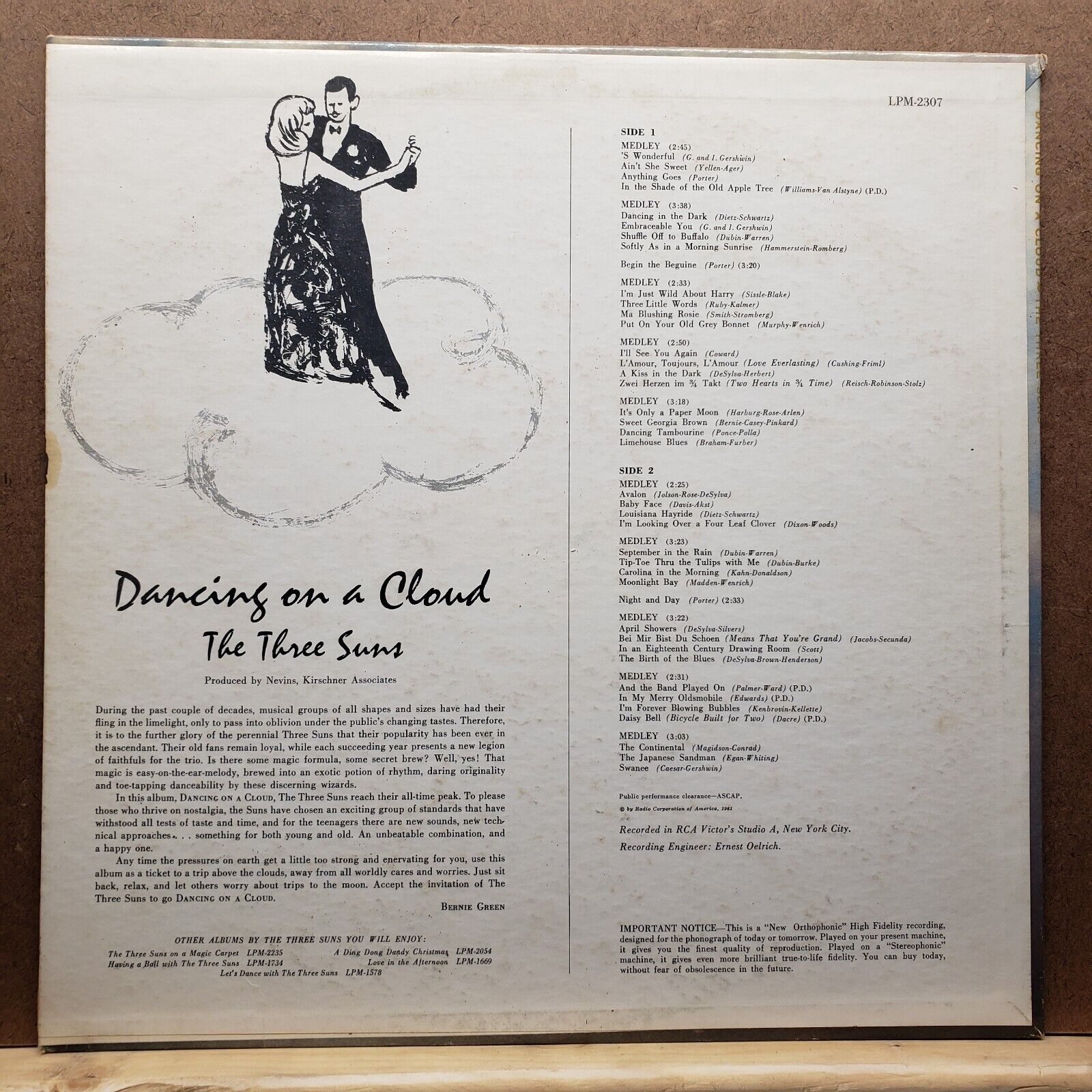 The Three Suns - Dancing On A Cloud - LPM 2307 - Vinyl Record LP