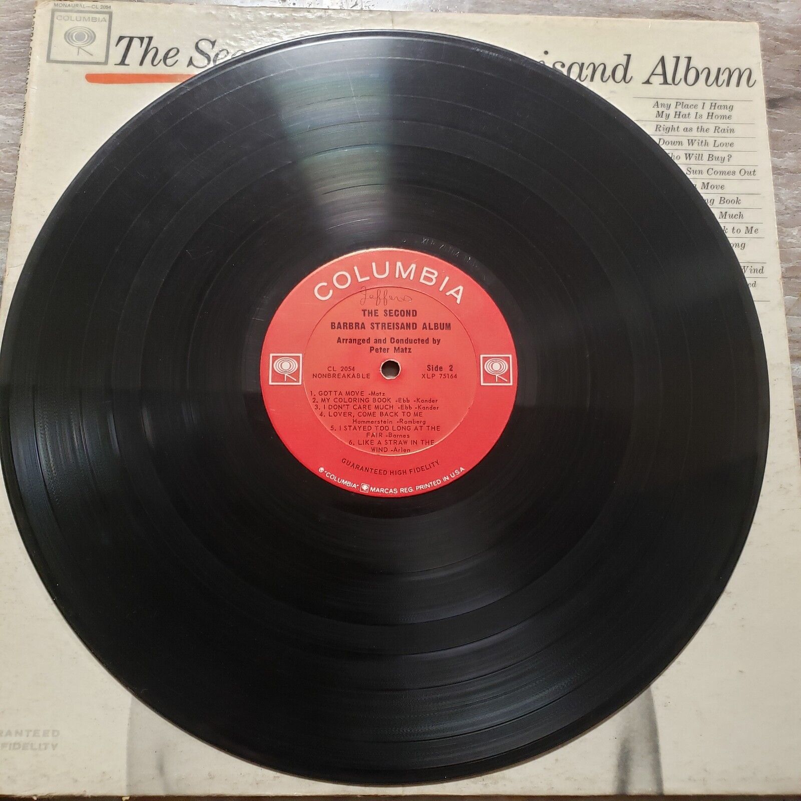 The Second Barbra Streisand Album - CL 2054 Vinyl Record LP