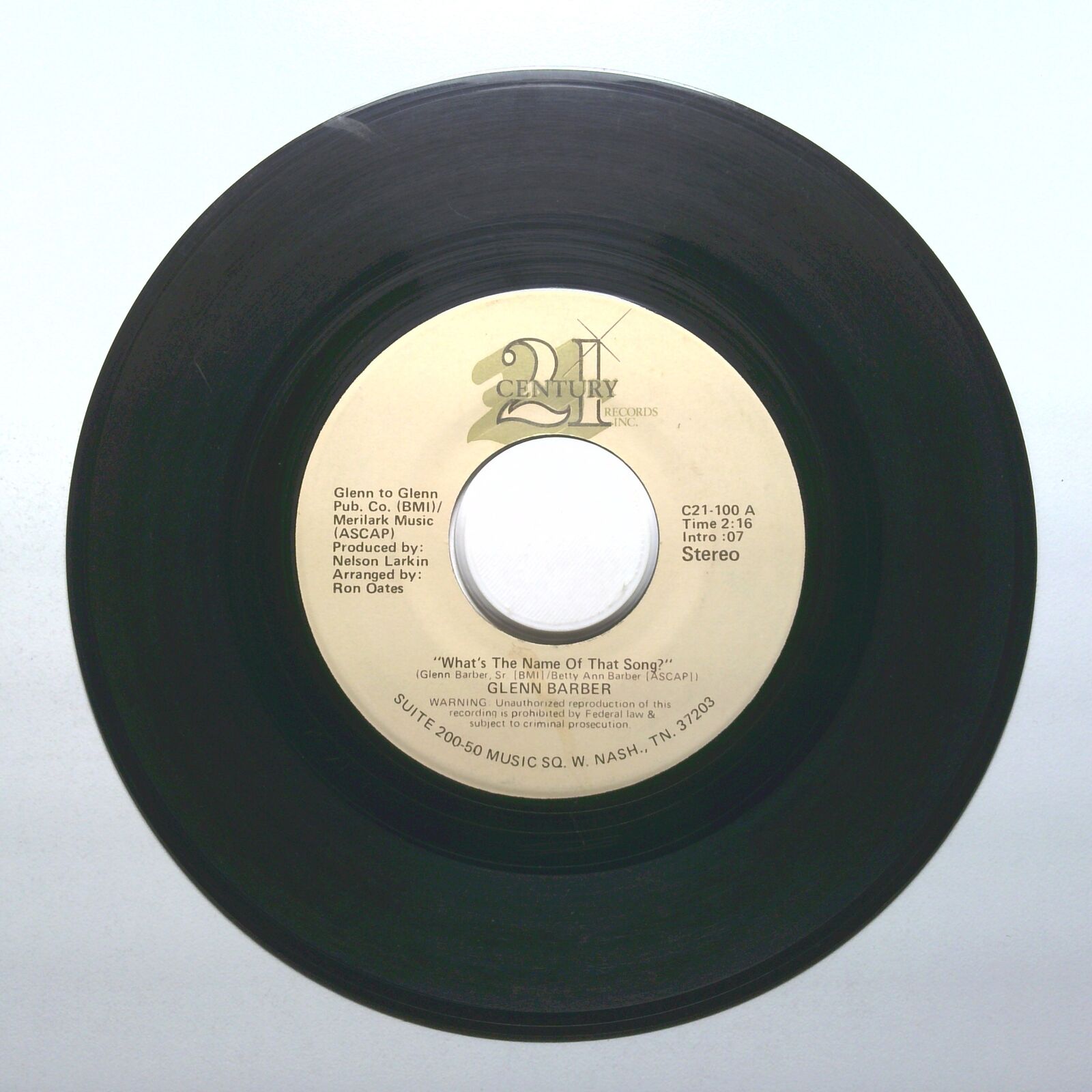 Glenn Barver - I Can't Find A Way; What's The Name Of That Song? - 45 RPM 7"