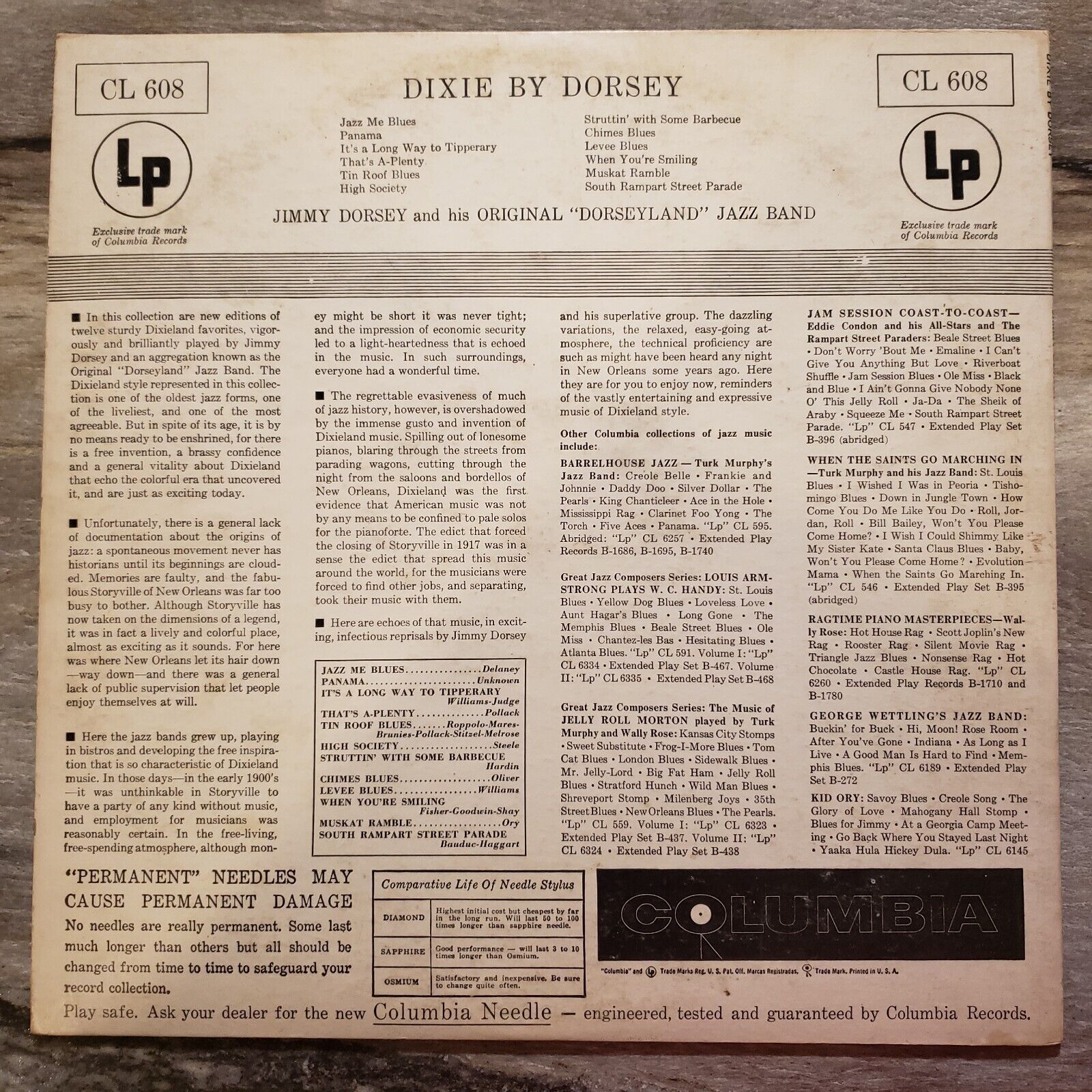 Jimmie Dorsey and his Orchestra - Dixie By Dorsey - CL 608 - Vinyl Record LP