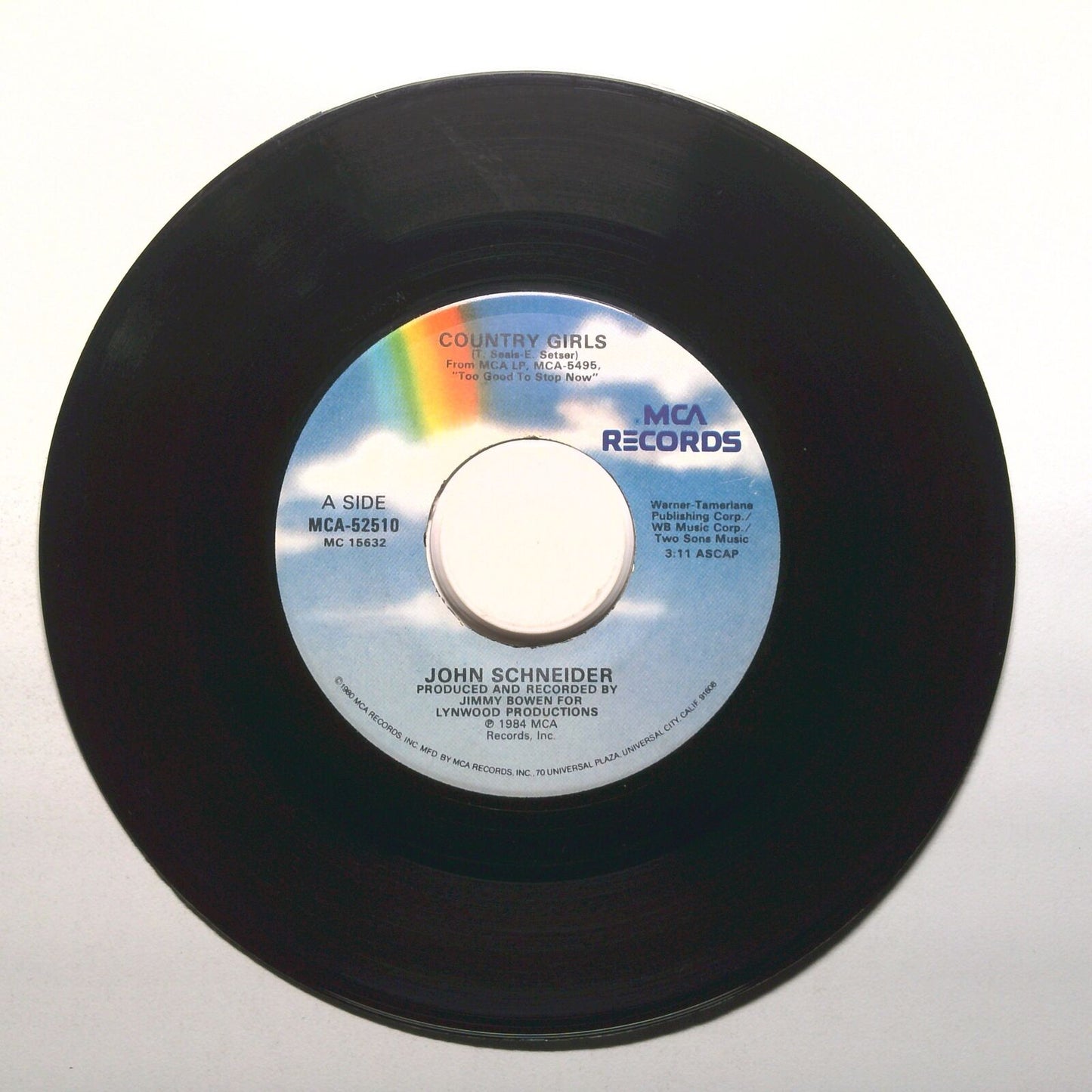 John Schneider - Country Girls; The Time of My Life - Vinyl Record 45 RPM 7"