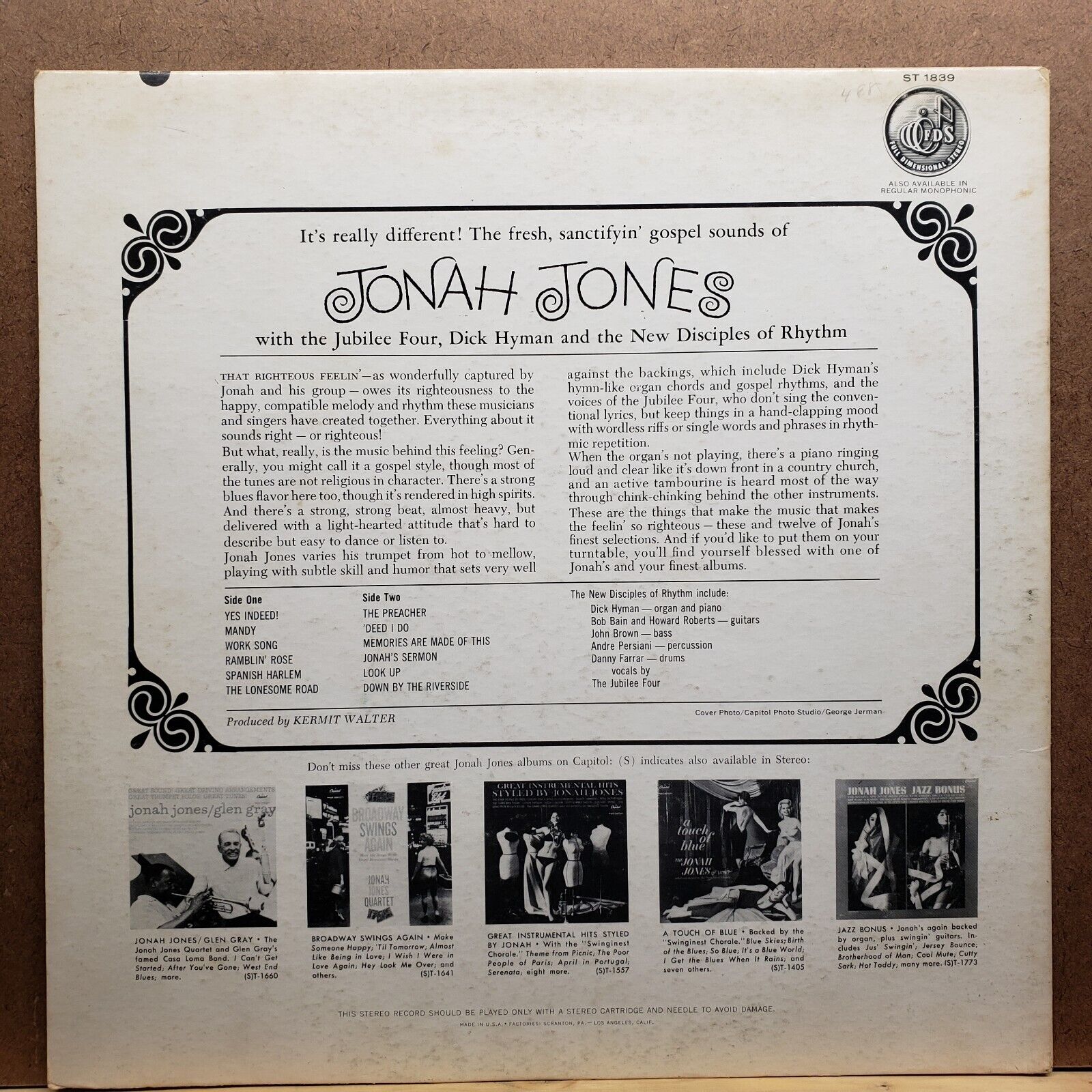 Jonah Jones - That Righteous Feelin' - ST 1839 - Vinyl Record LP