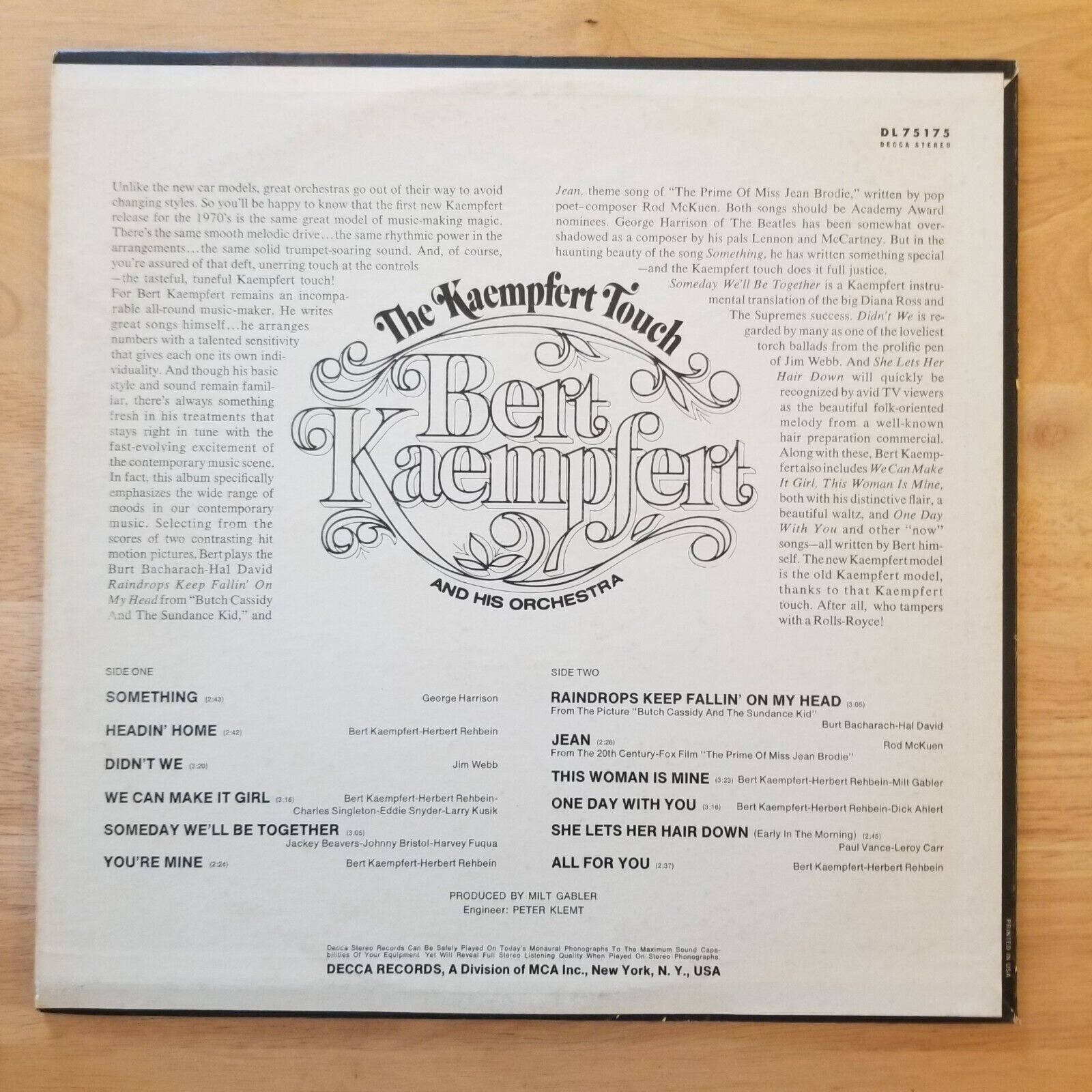 Bert Kaempfert - The Kaempfert Touch - DL-75175 Vinyl Record LP