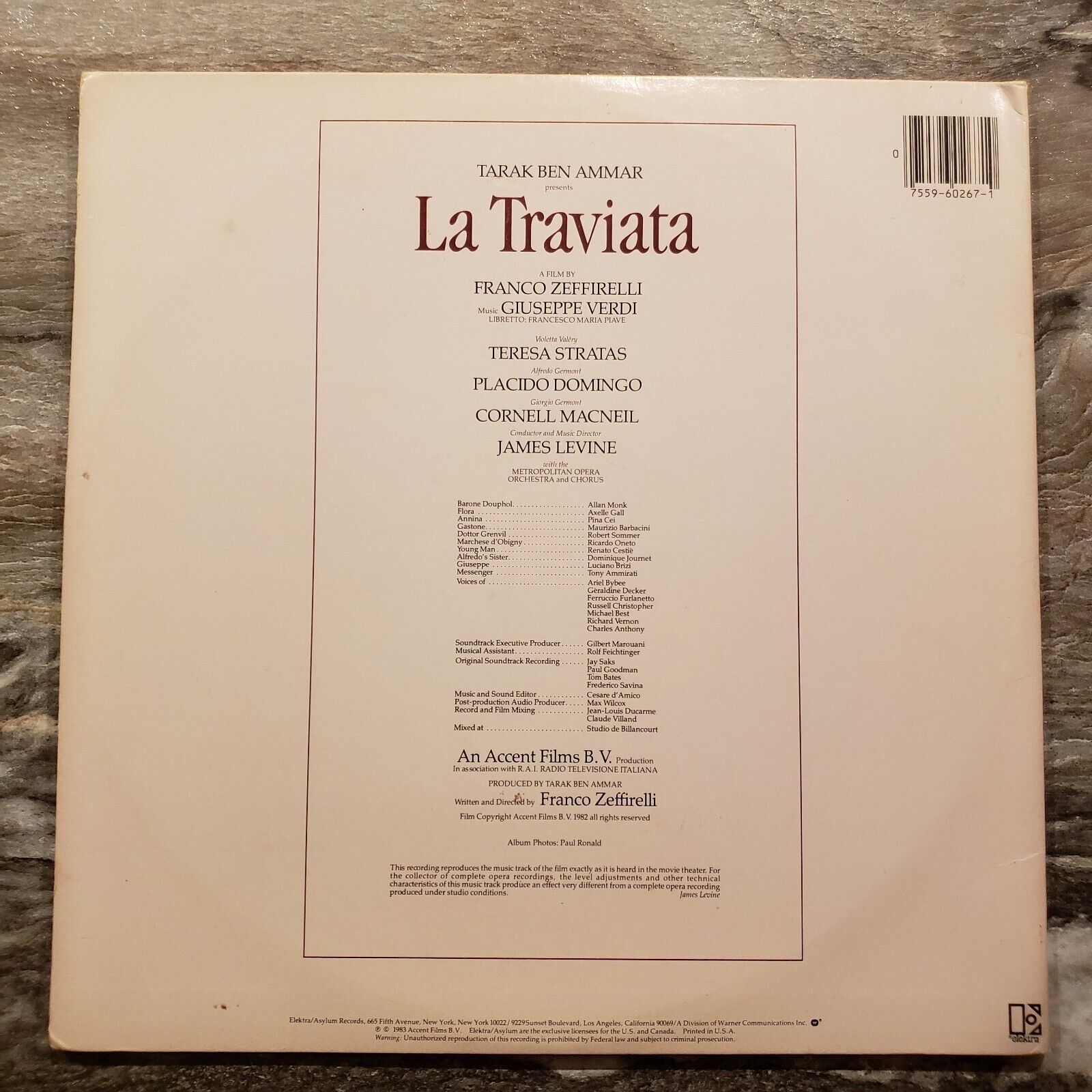 La Traviata - Original Motion Picture Soundtrack - 1983 Vinyl Record LP