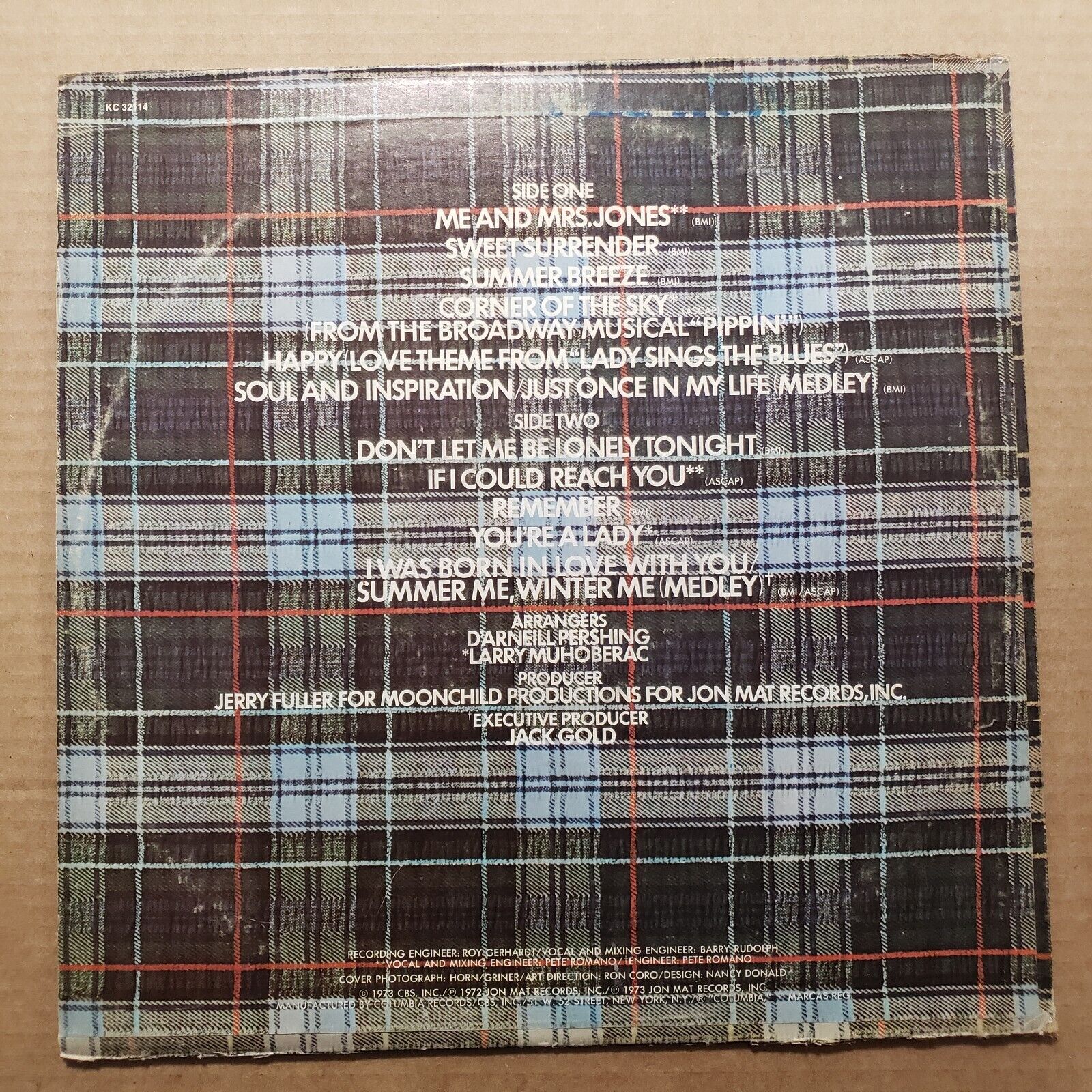 Johnny Mathis - Me And Mrs. Jones - KC 32114 Vinyl Record LP