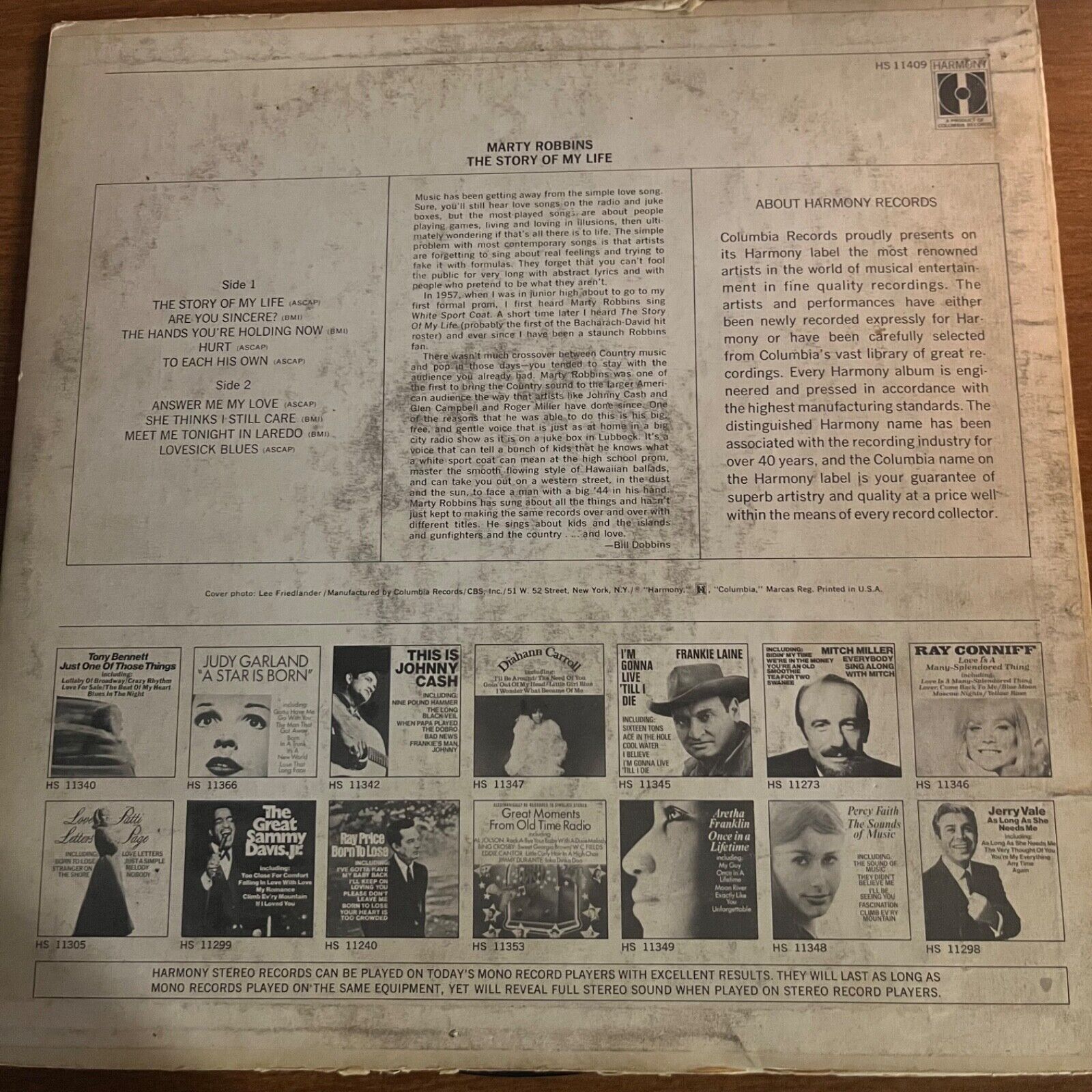 Marty Robbins - The Story Of My Life - HS 11409 - Vinyl Record LP