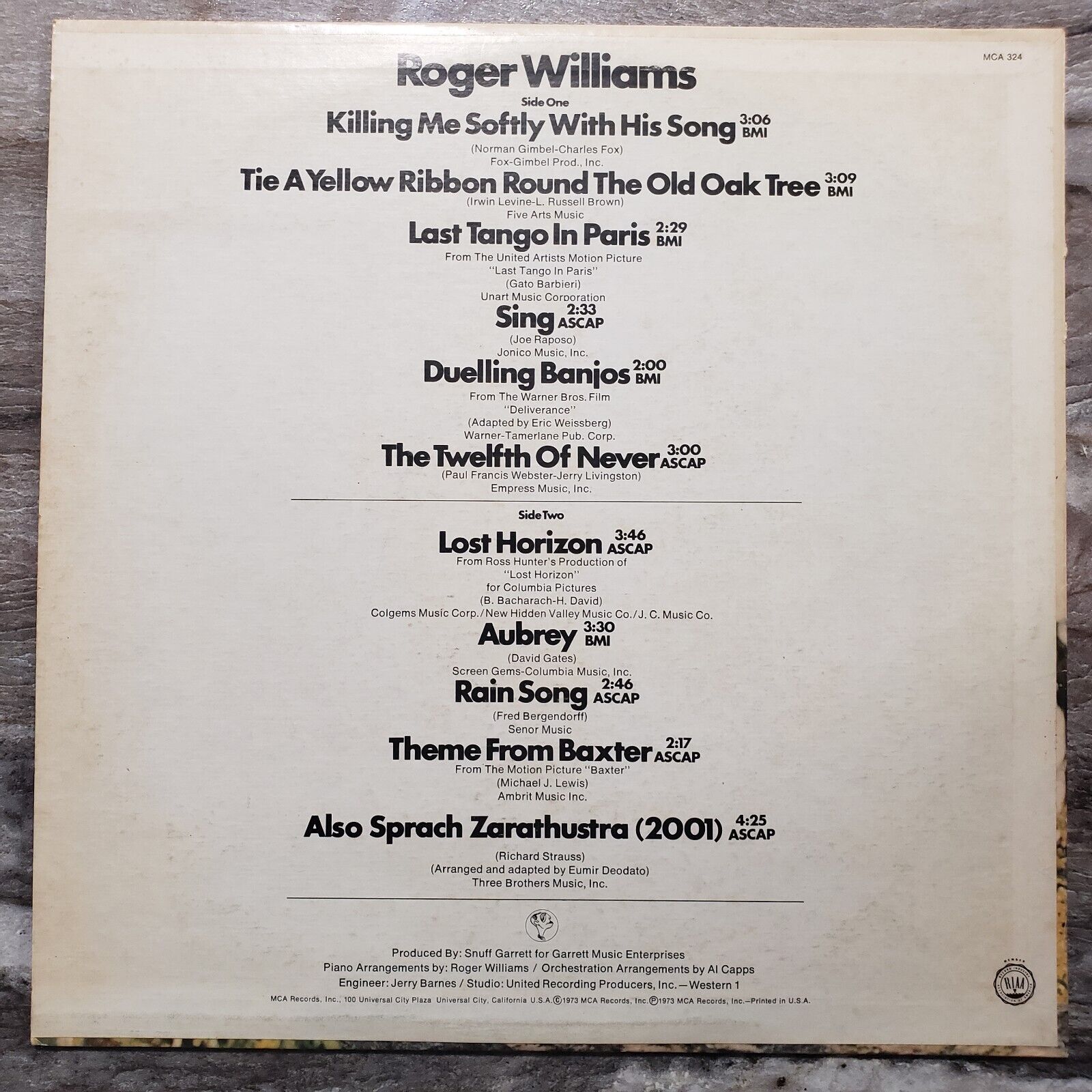 Roger Williams - Last Tano In Paris, Sing, Dueling Banjos - 1973 Vinyl Record LP