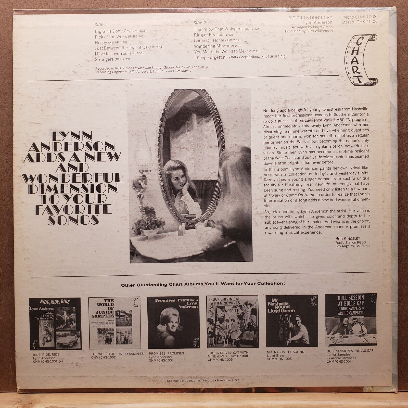 Lynn Anderson - Big Girls Don't Cry - CHS-1008 - Vinyl Record LP