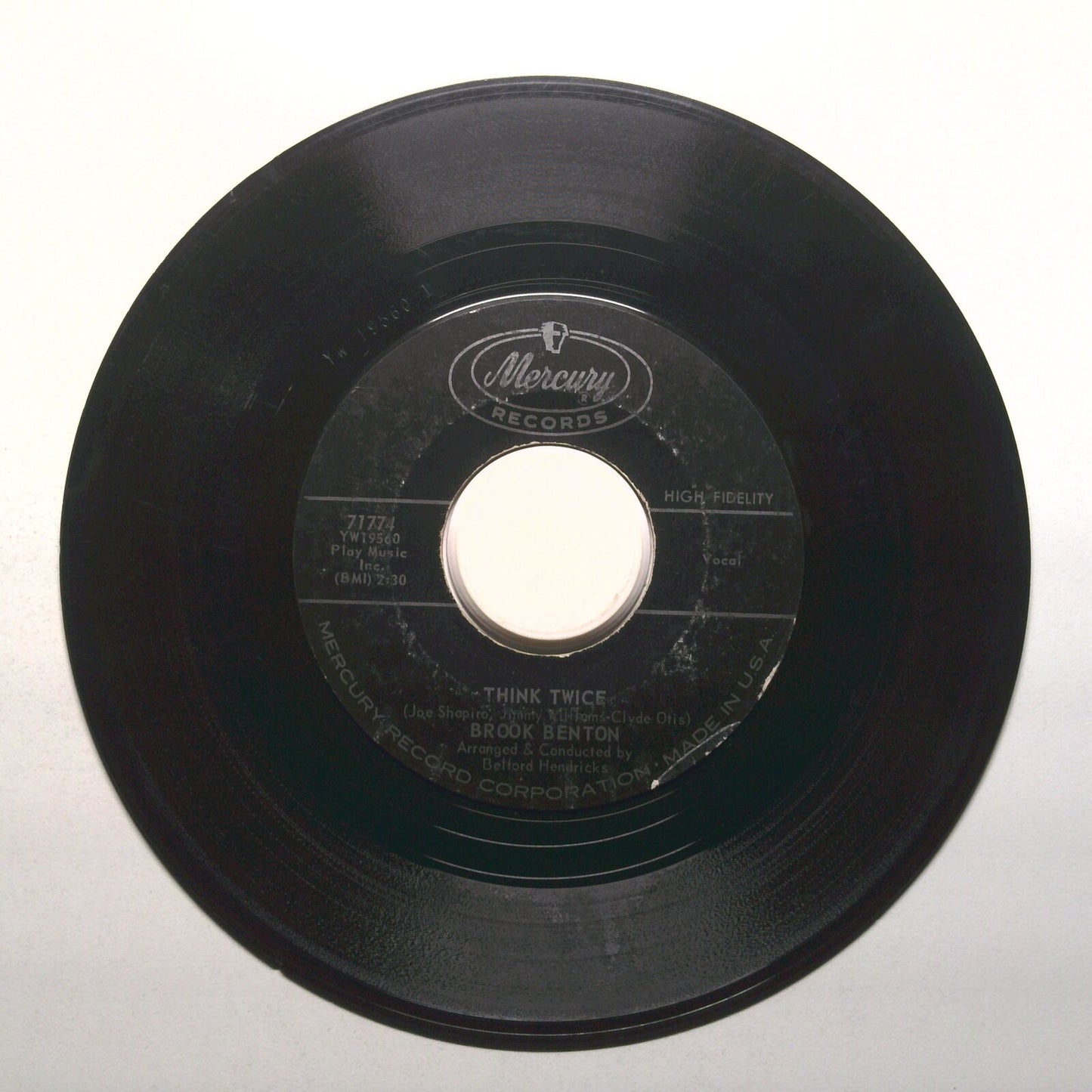 Brook Benton - Think Twice; For My Baby - Vinyl Record 45 RPM 7"