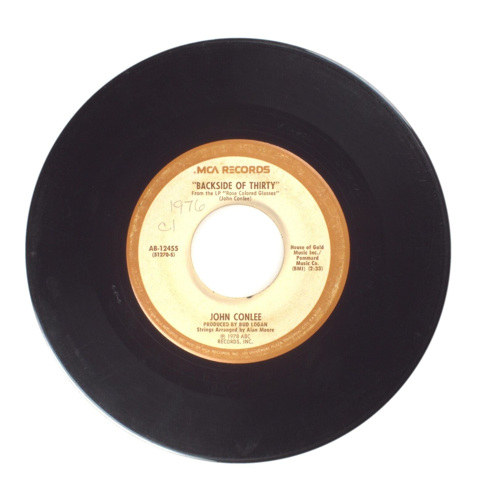 John Conlee - Hold On; Backside of Thirty - Vinyl Record 45 RPM 7"