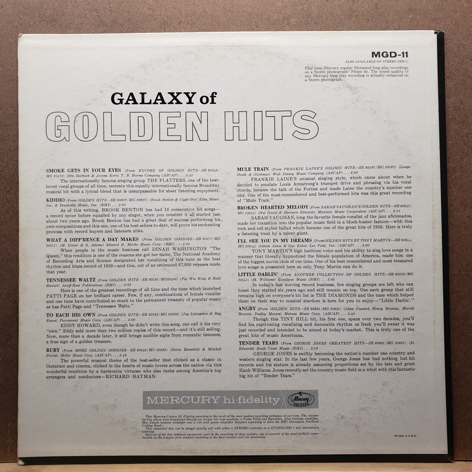 Galaxy Of Golden Hits - Mercury Records - MGD 11 - Vinyl Record LP