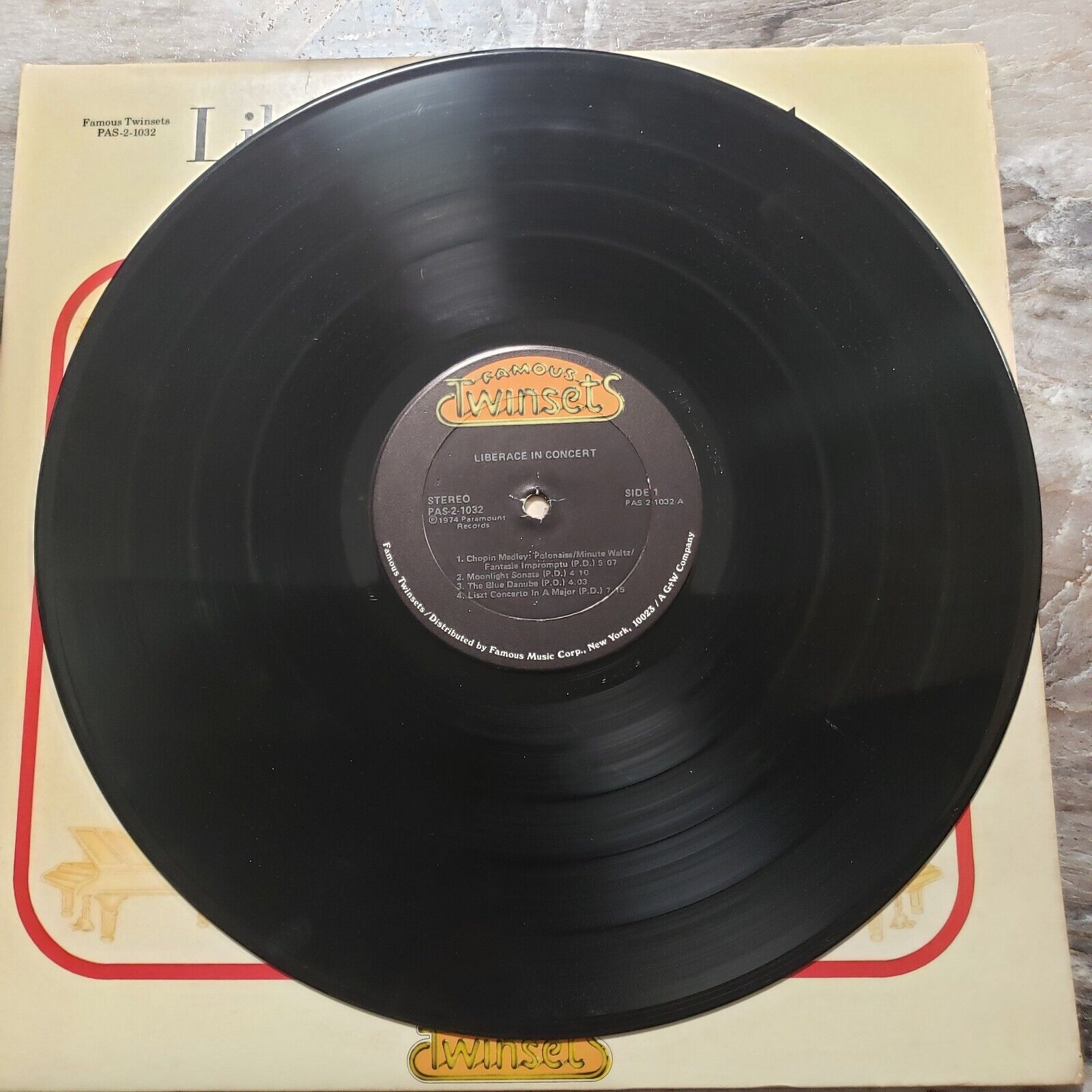 Liberace In Concert - 2 Disk Set! PAS-1032 Vinyl Record LP