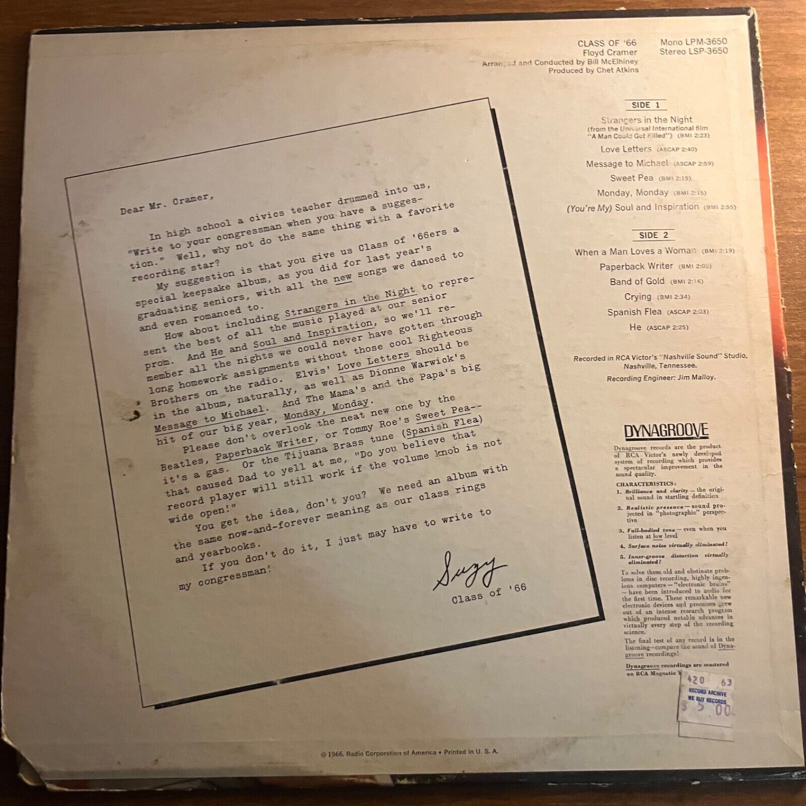 Floyd Cramer - Class Of ‘66 - LSP 3650 - Vinyl Record LP
