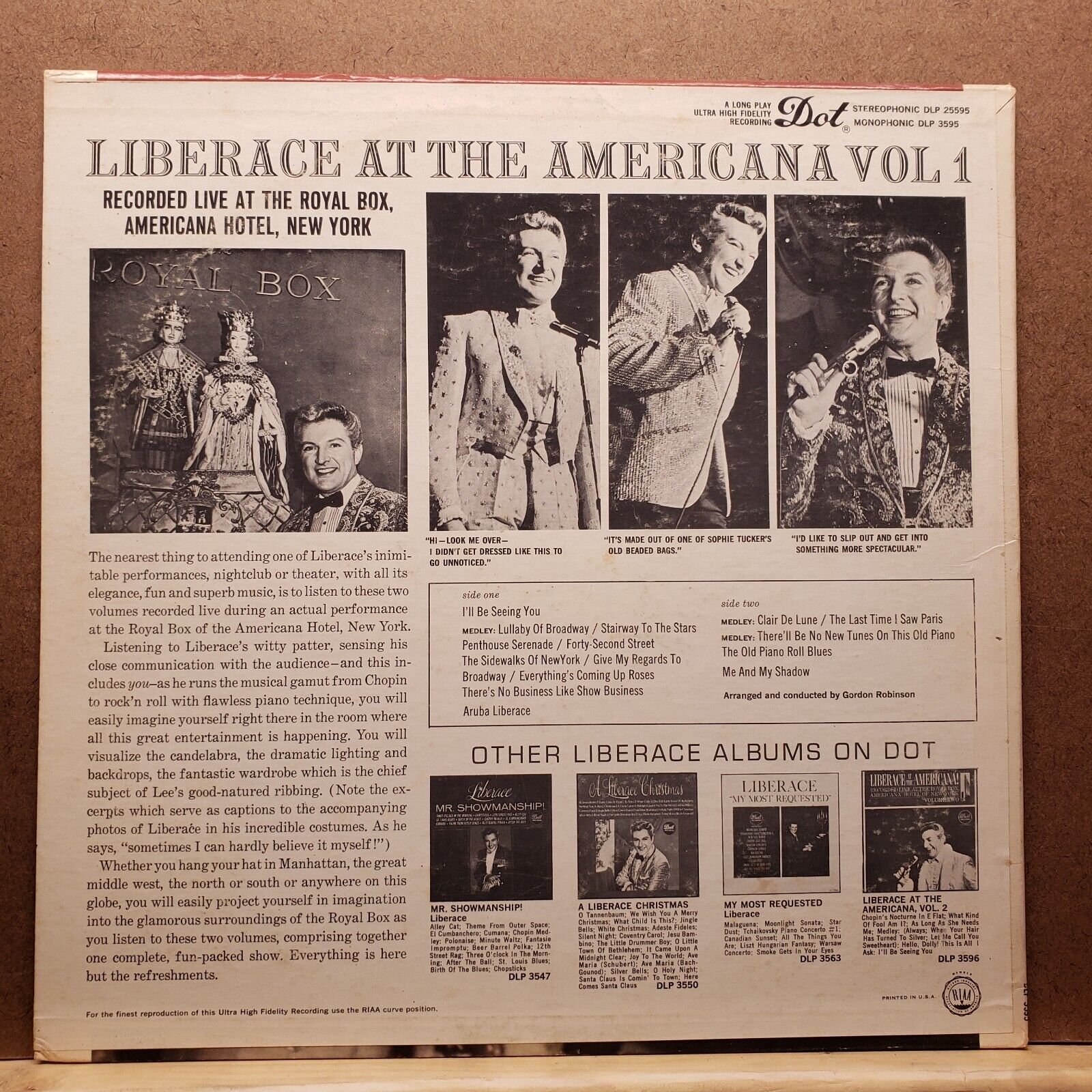 Liberace At The Americana! Vol. 1 - DLP 3595 - Vinyl Record LP