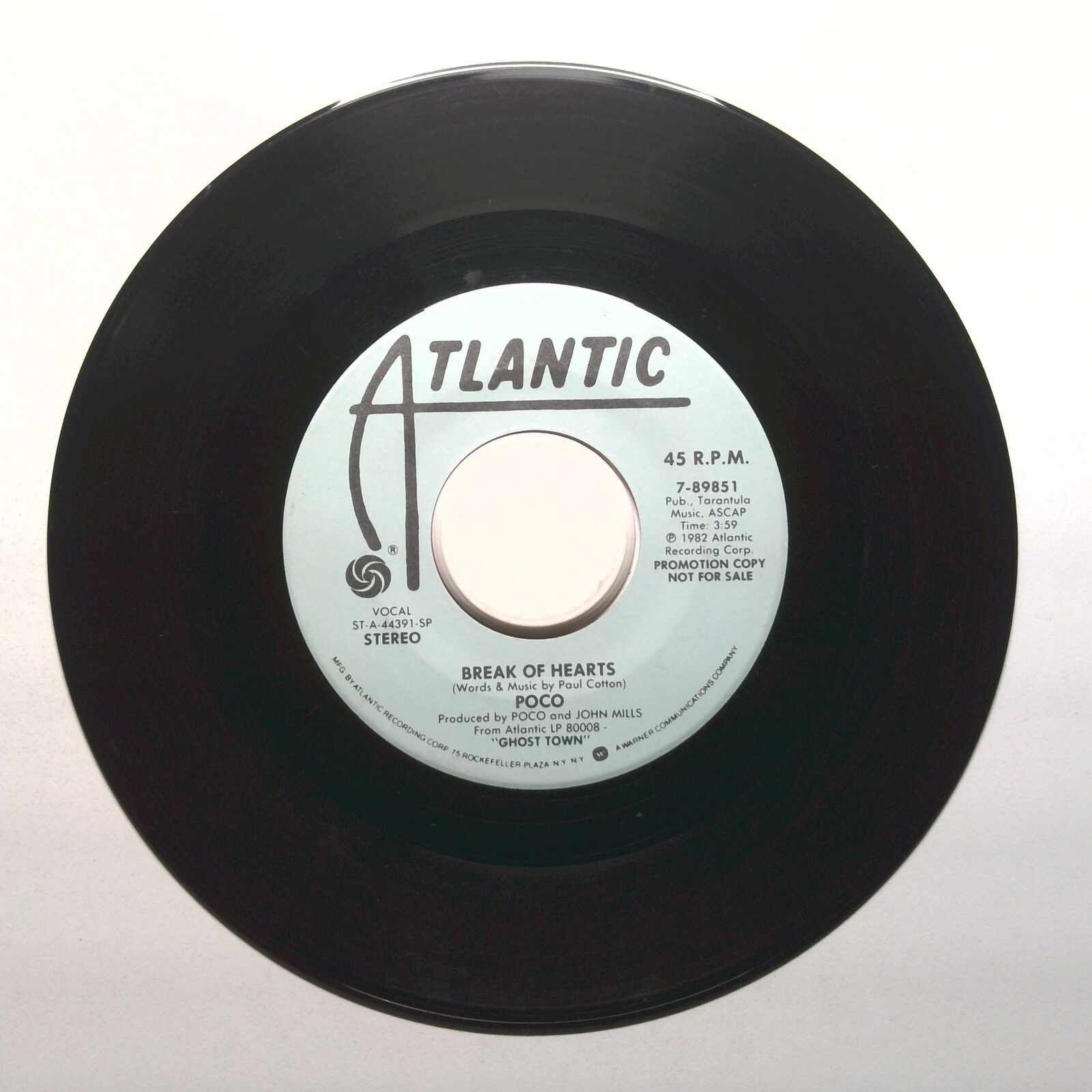 Poco - Break Of Hearts - Promo - Vinyl Record 45 RPM 7"