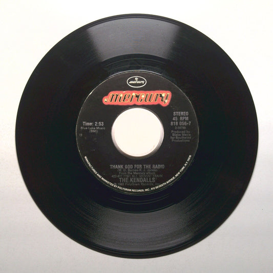 The Kendalls - Thank God for the Radio; Flaming Eyes - Vinyl Record 45 RPM 7"