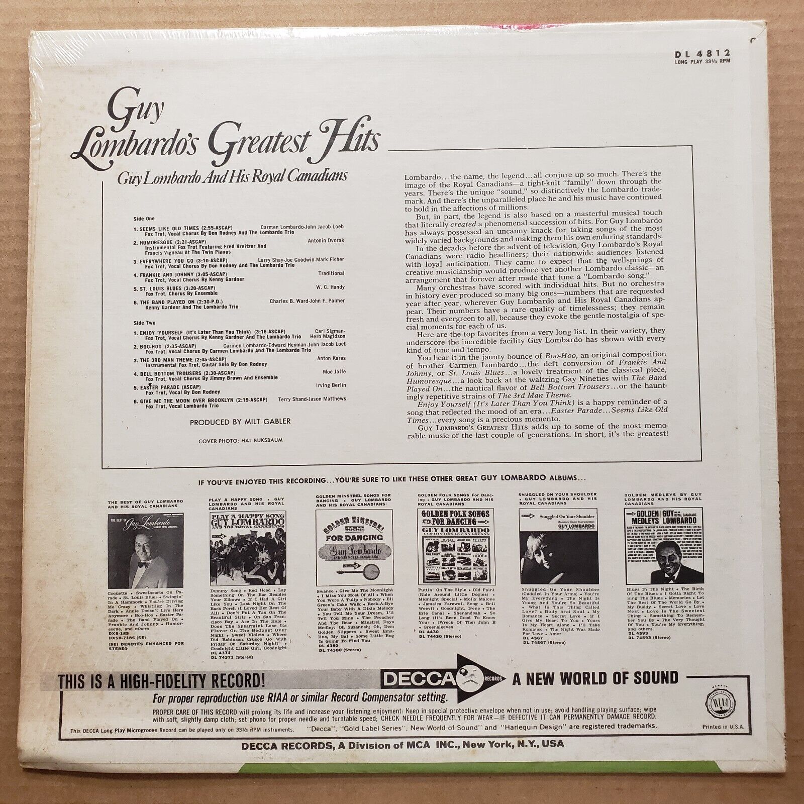 Guy Lombardo's Greatest Hits - MG 10723 Vinyl Record LP