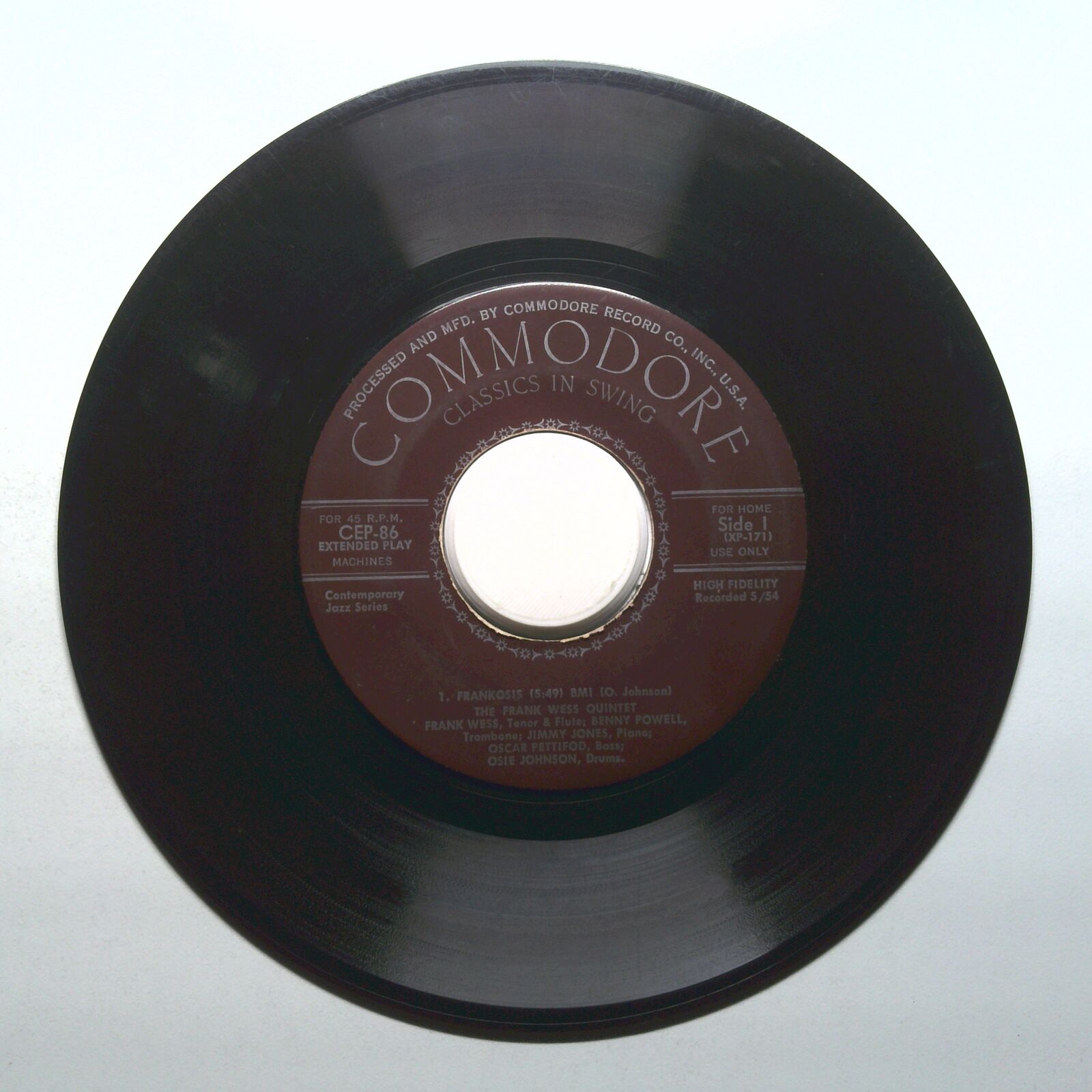 The Frank Wess Quintet - Frankosis; You're My Thrill; Flute Song - 45 RPM 7"