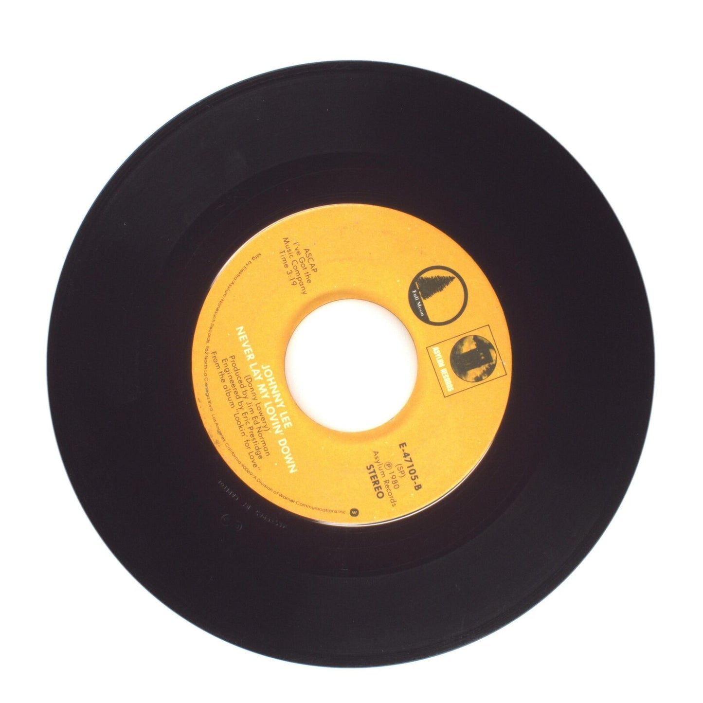 Johnny Lee - Never Lay My Lovin' Down; Pickin' Up Strangers - Vinyl 45 RPM 7"