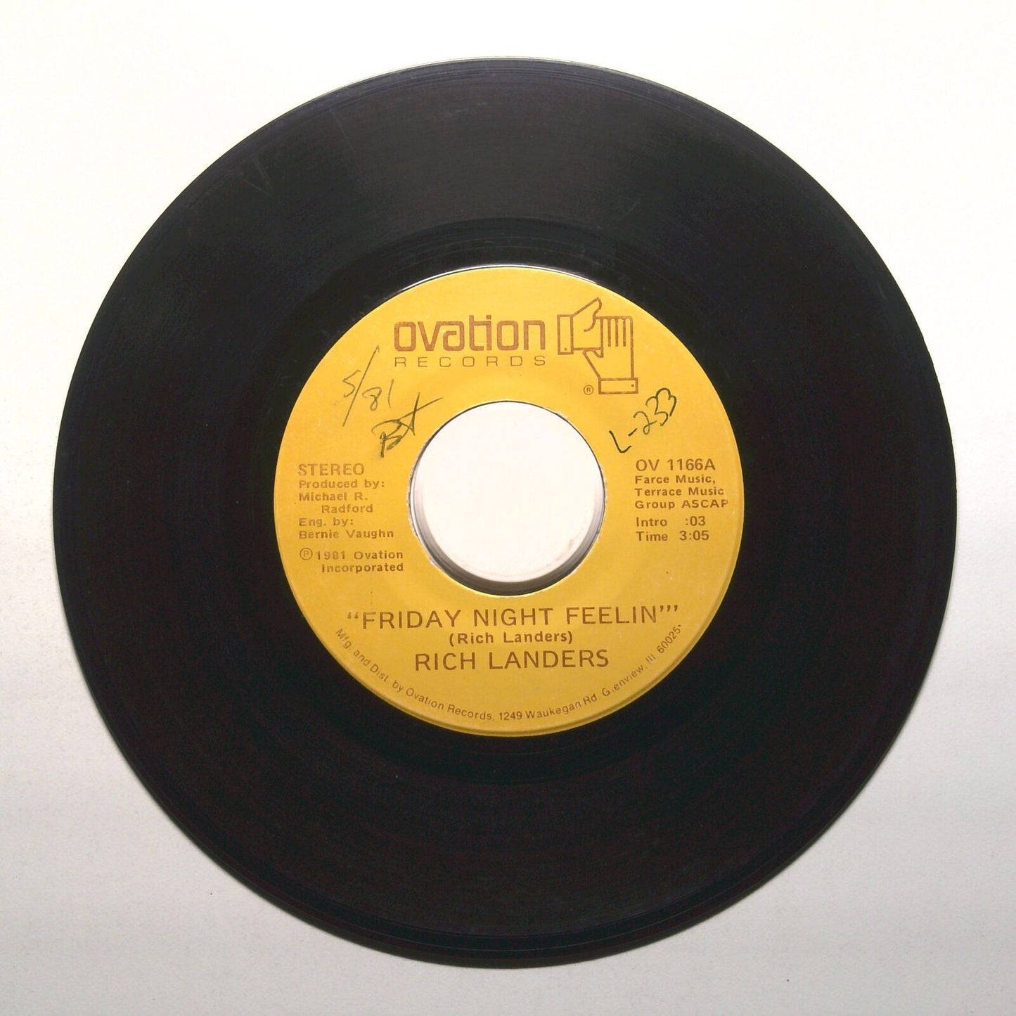 Rick Landers - The Lady Waiting At Home; Friday Night Feelin' - 45 RPM 7"
