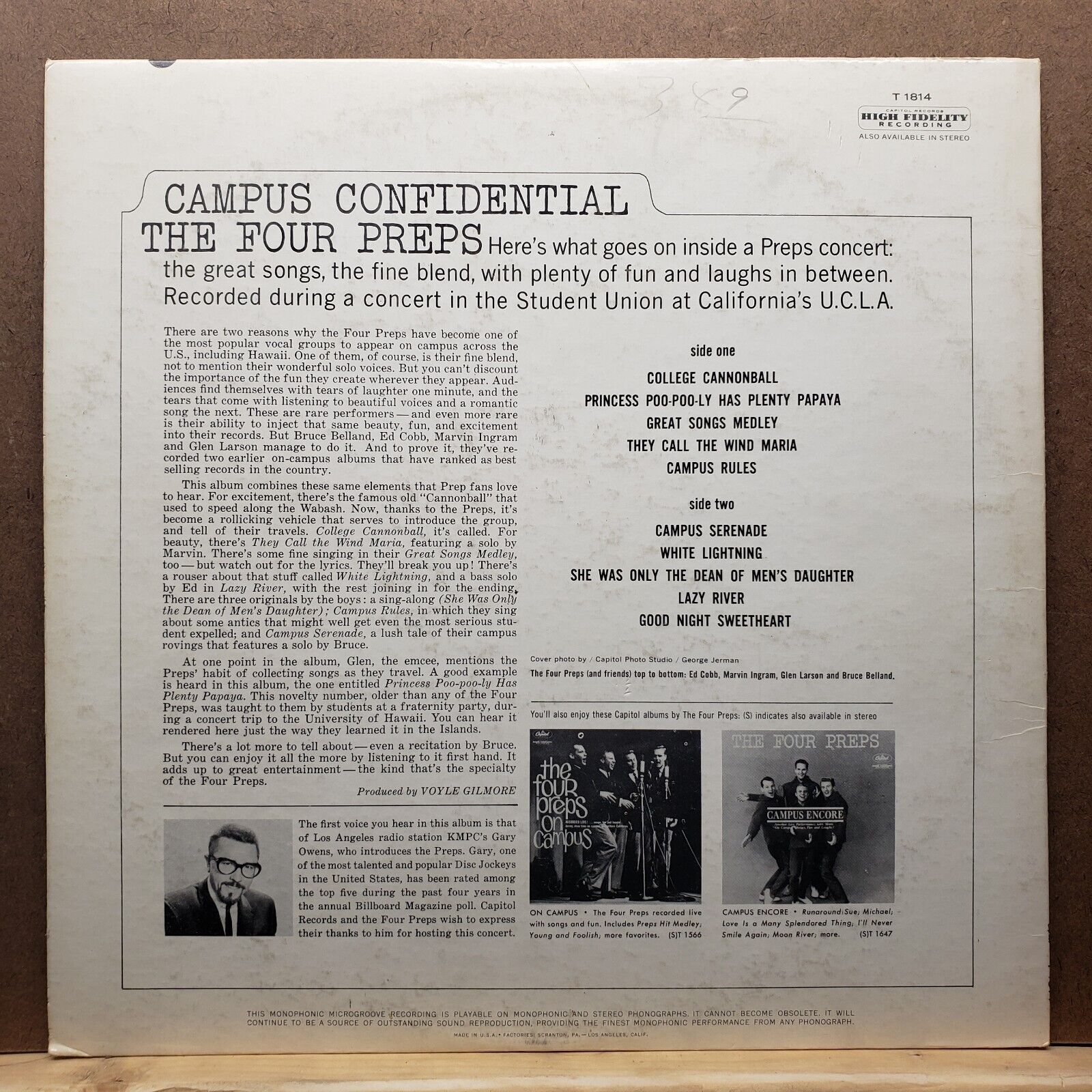 The Four Preps - Campus Confidential - T 1814 - Vinyl Record LP