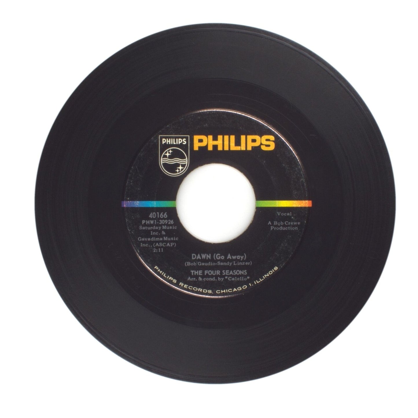 The Four Seasons - No Surfin' Today; Dawn (Go Away) - Vinyl Record 45 RPM 7"