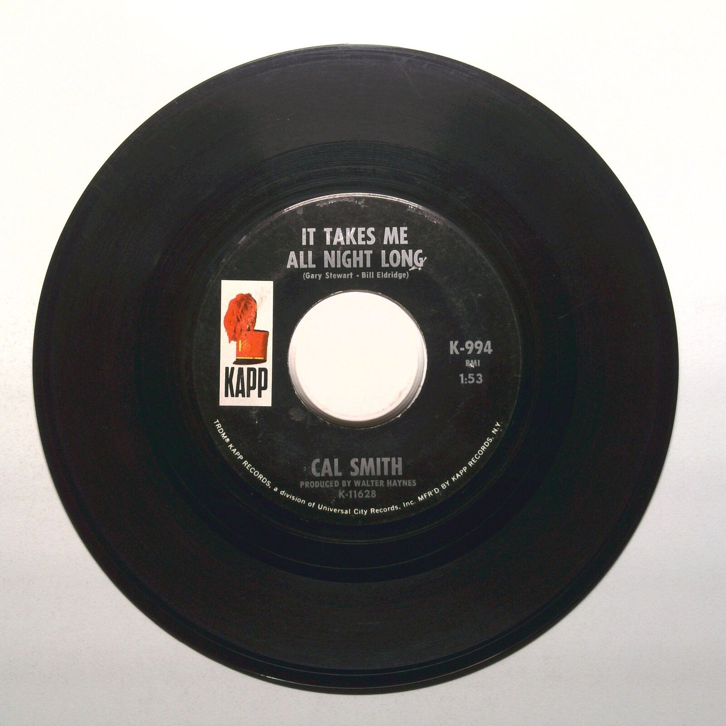 Cal Smith - Daddy's Arms; It Takes Me All Night Long - Vinyl Record 45 RPM 7"