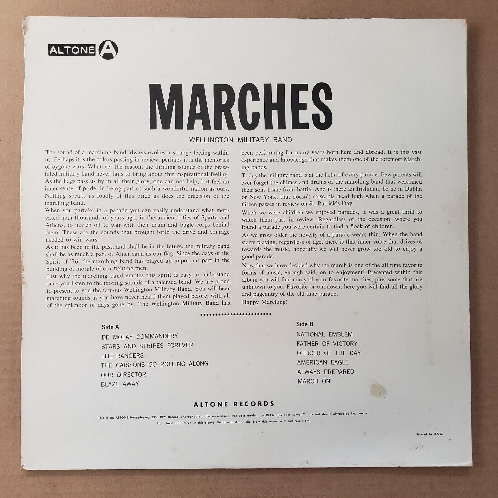 Wellington Military Band - Marches -  Vinyl Record LP
