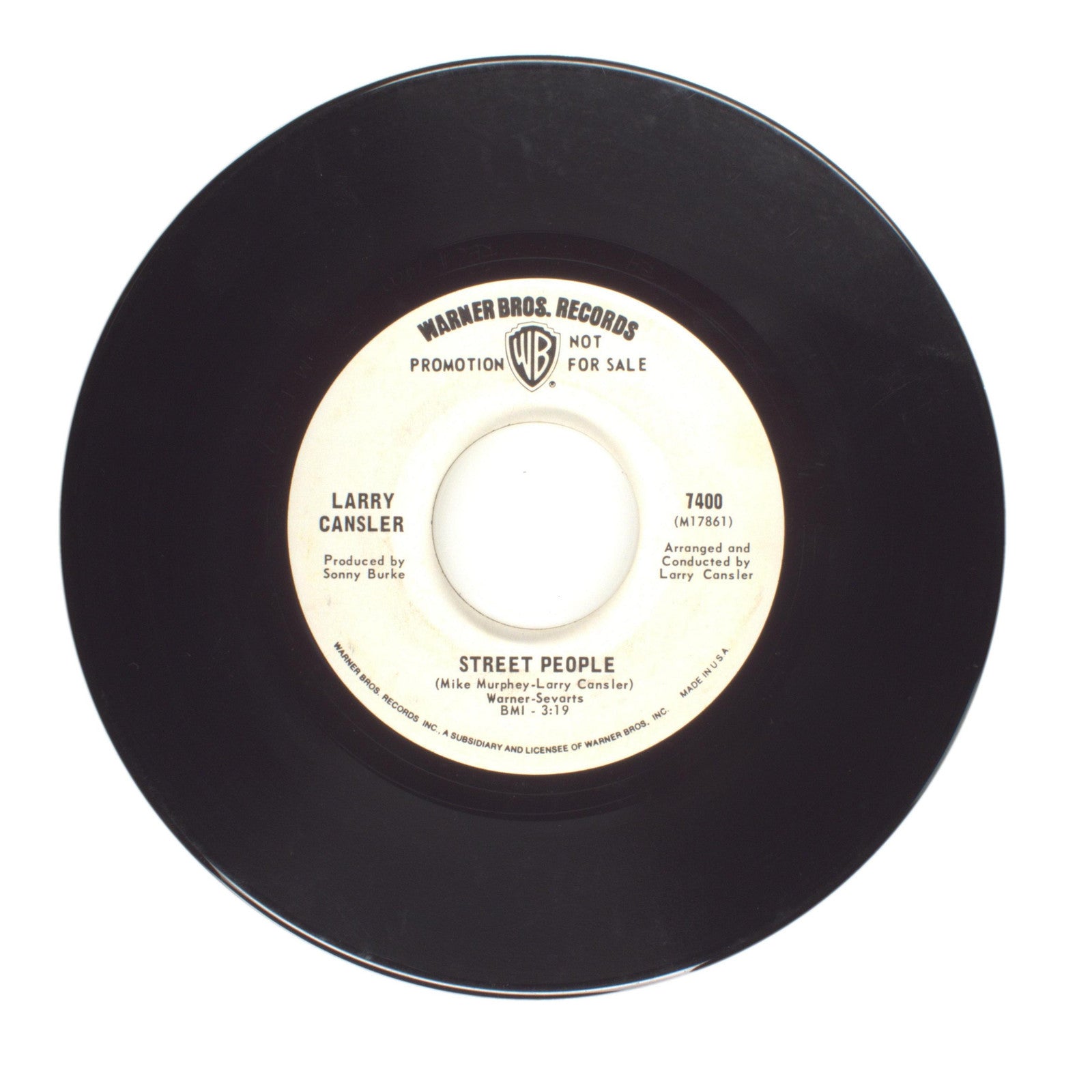 Larry Cansler - Street People; Texas Morning - Vinyl Record 45 RPM 7"