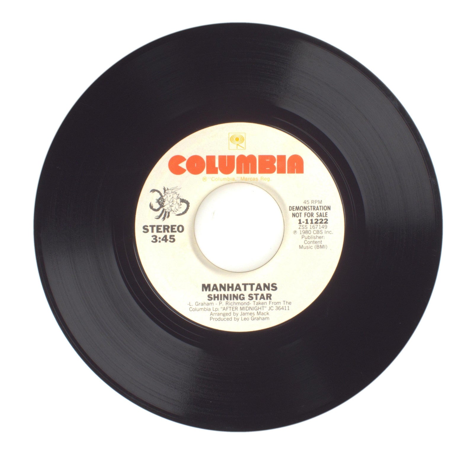 Manhattans - Shining Star - Vinyl Record 45 RPM 7"