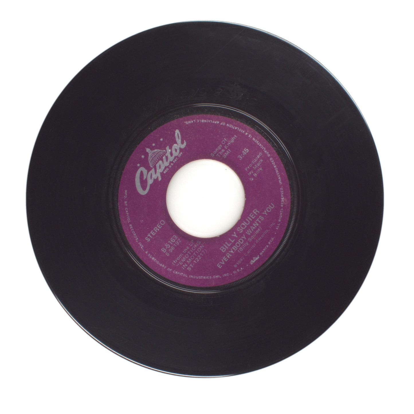 Billy Squier - Keep Me Satisfied; Everybody Wants You - Vinyl Record 45 RPM 7"