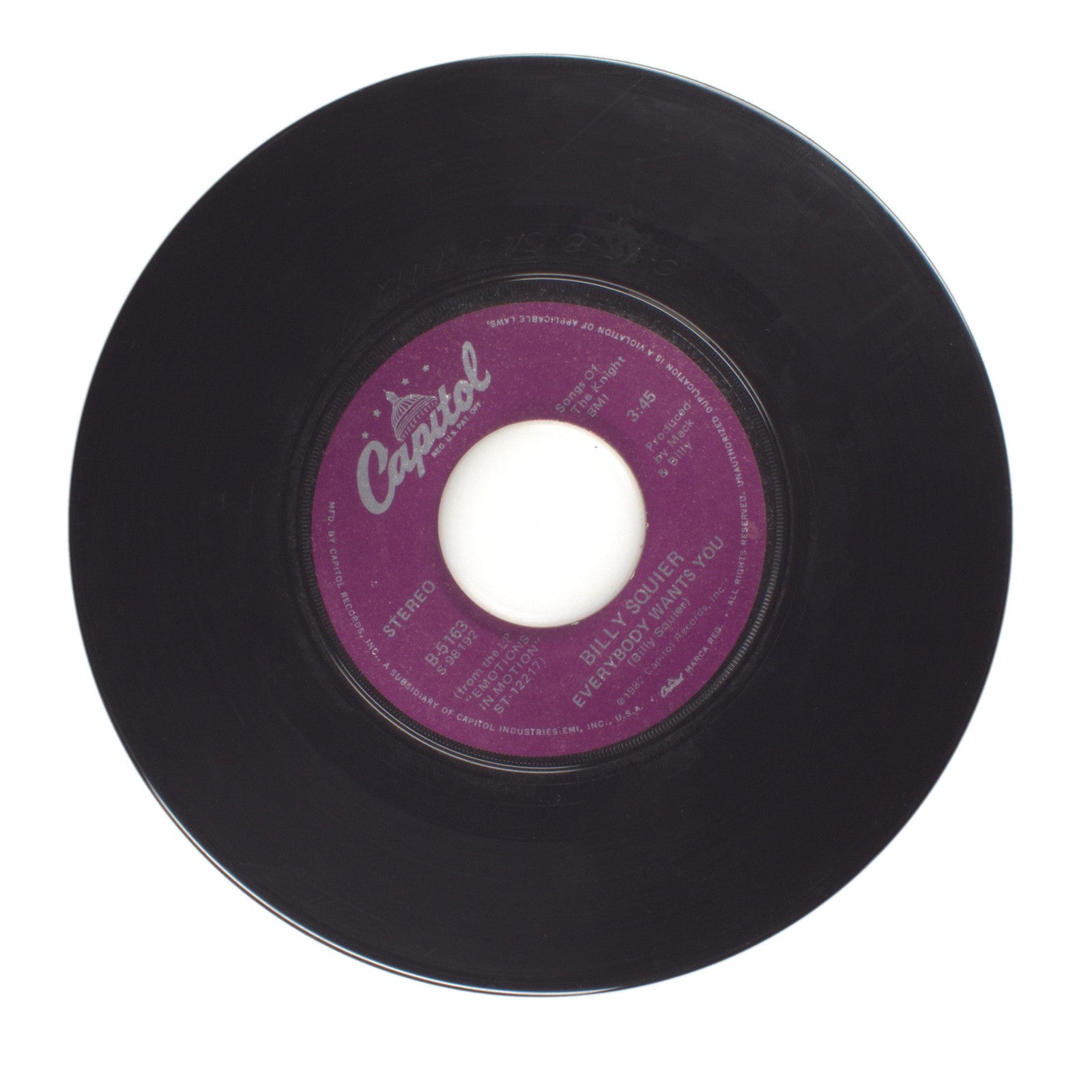 Billy Squier - Keep Me Satisfied; Everybody Wants You - Vinyl Record 45 RPM 7"