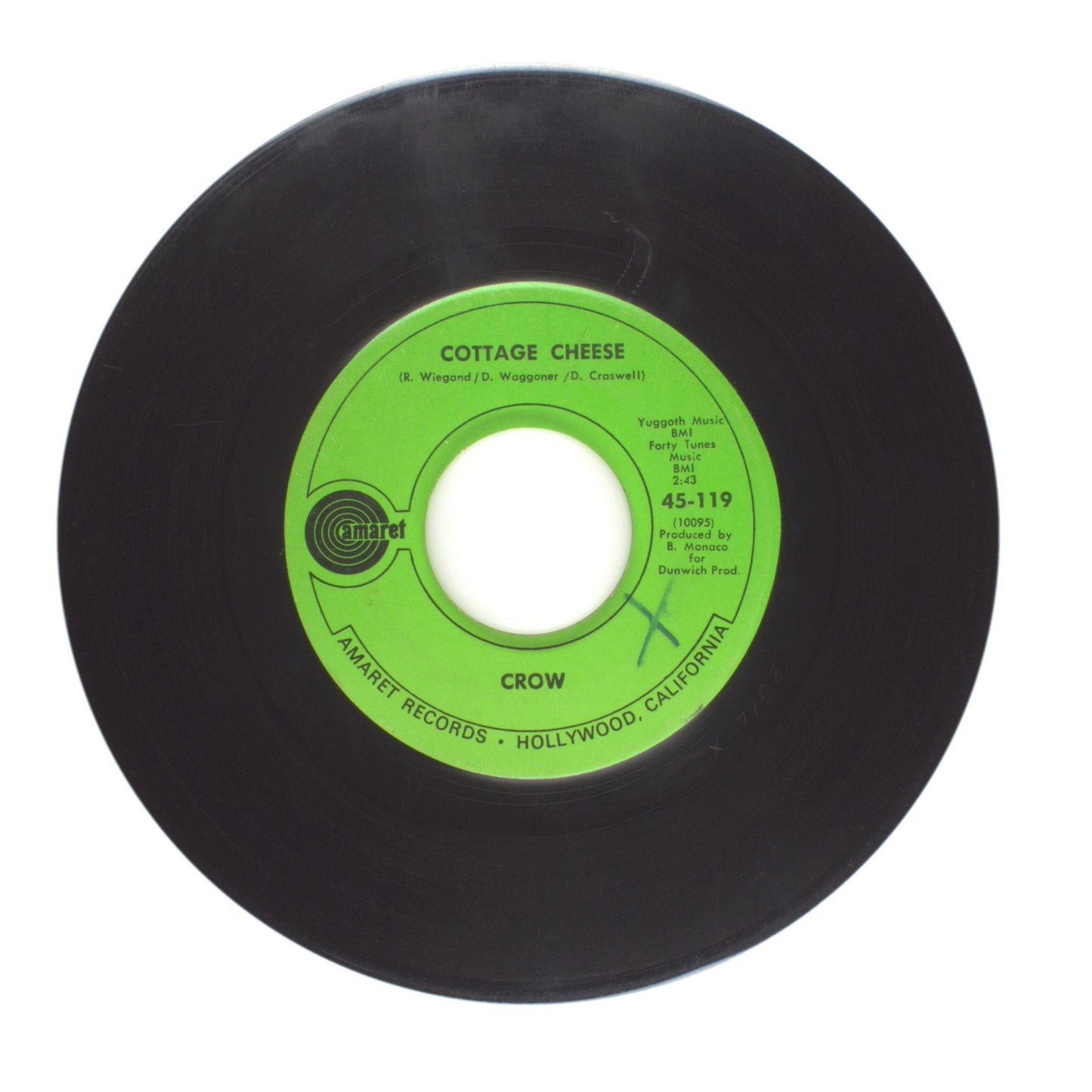 Crow - Cottage Cheese; Slow Down - Vinyl Record 45 RPM 7"